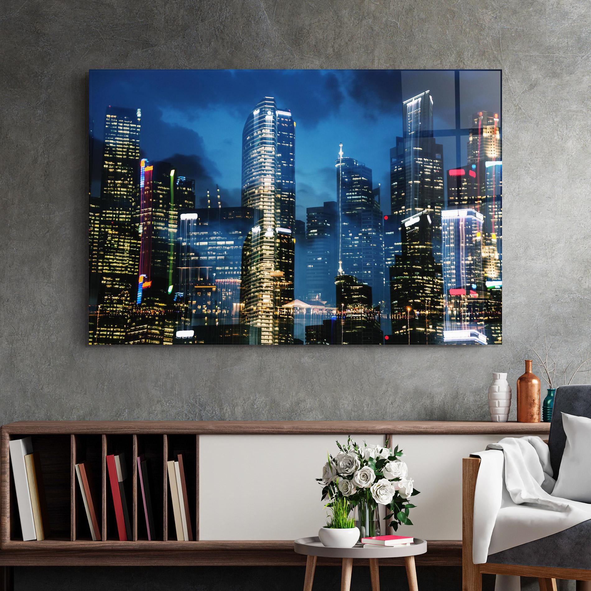 Tablou Sticla Singapore Night mockup 2