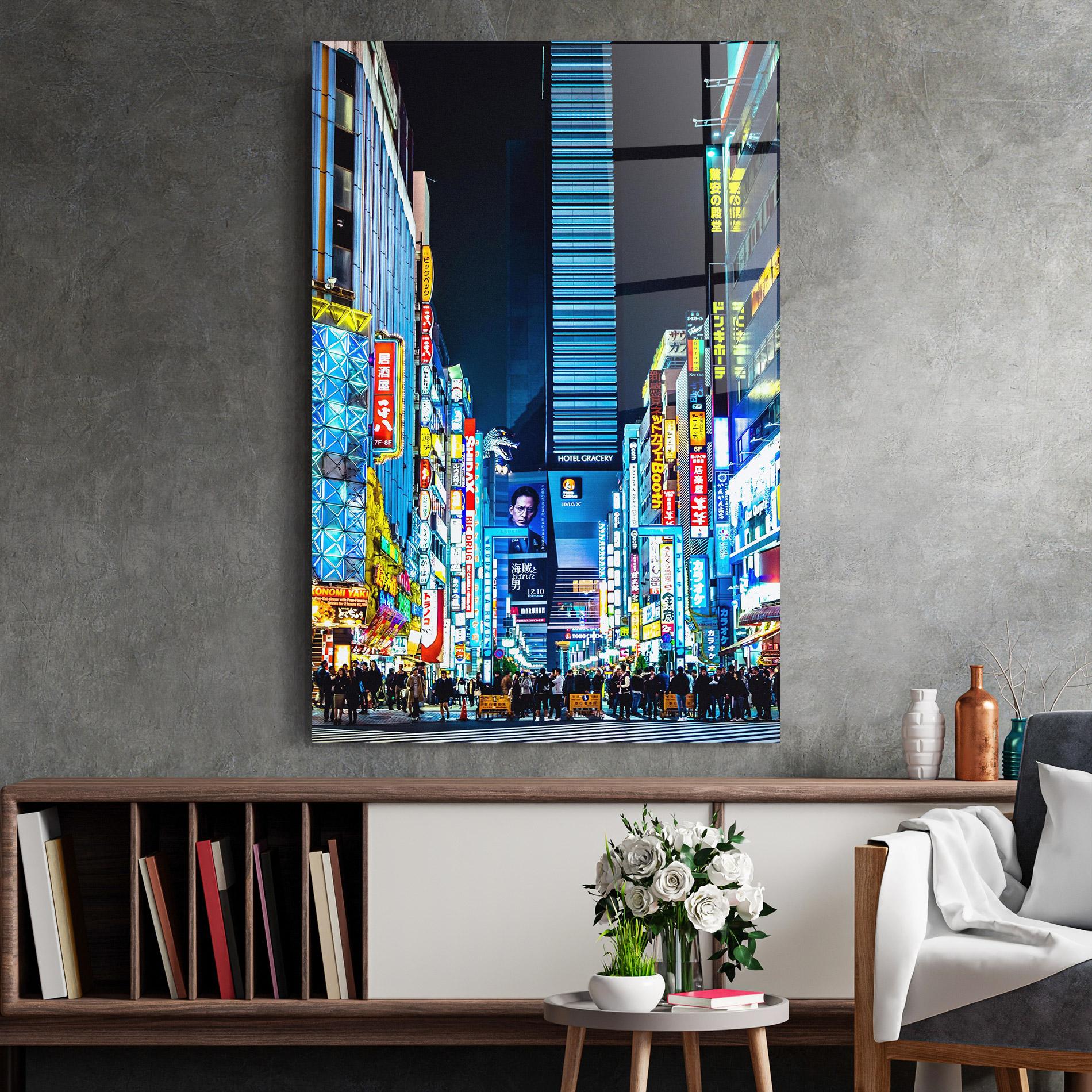 Tablou Sticla Colorful City Lights mockup 2