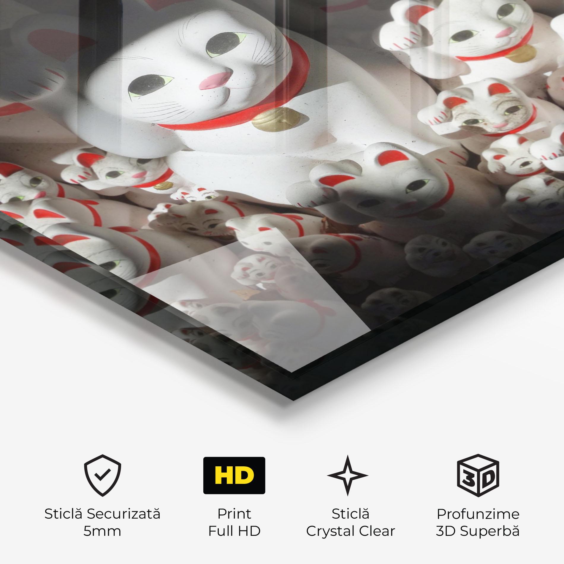 Tablou Sticla White Lucky Cats mockup 3