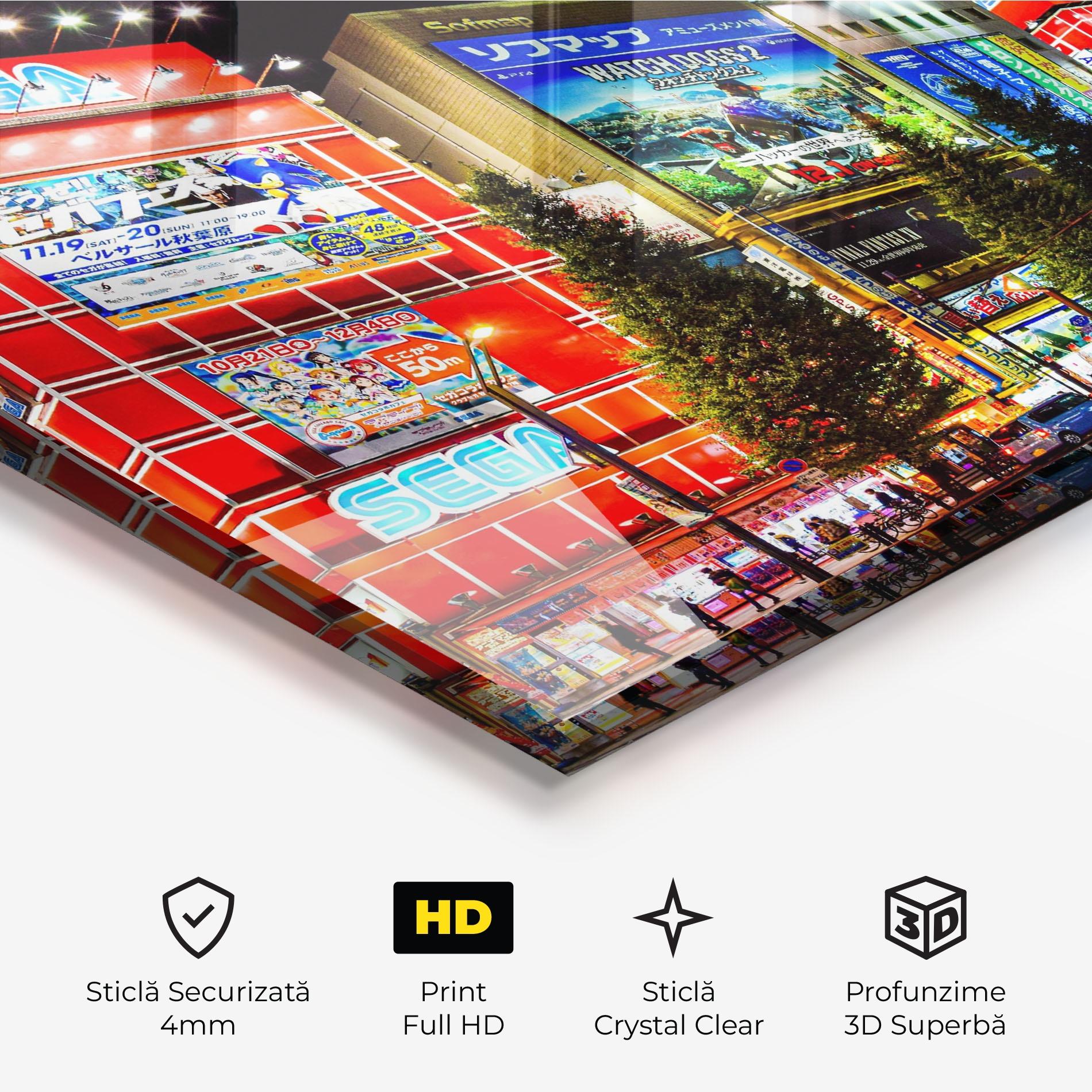Tablou Sticla Akihabara Night mockup 3