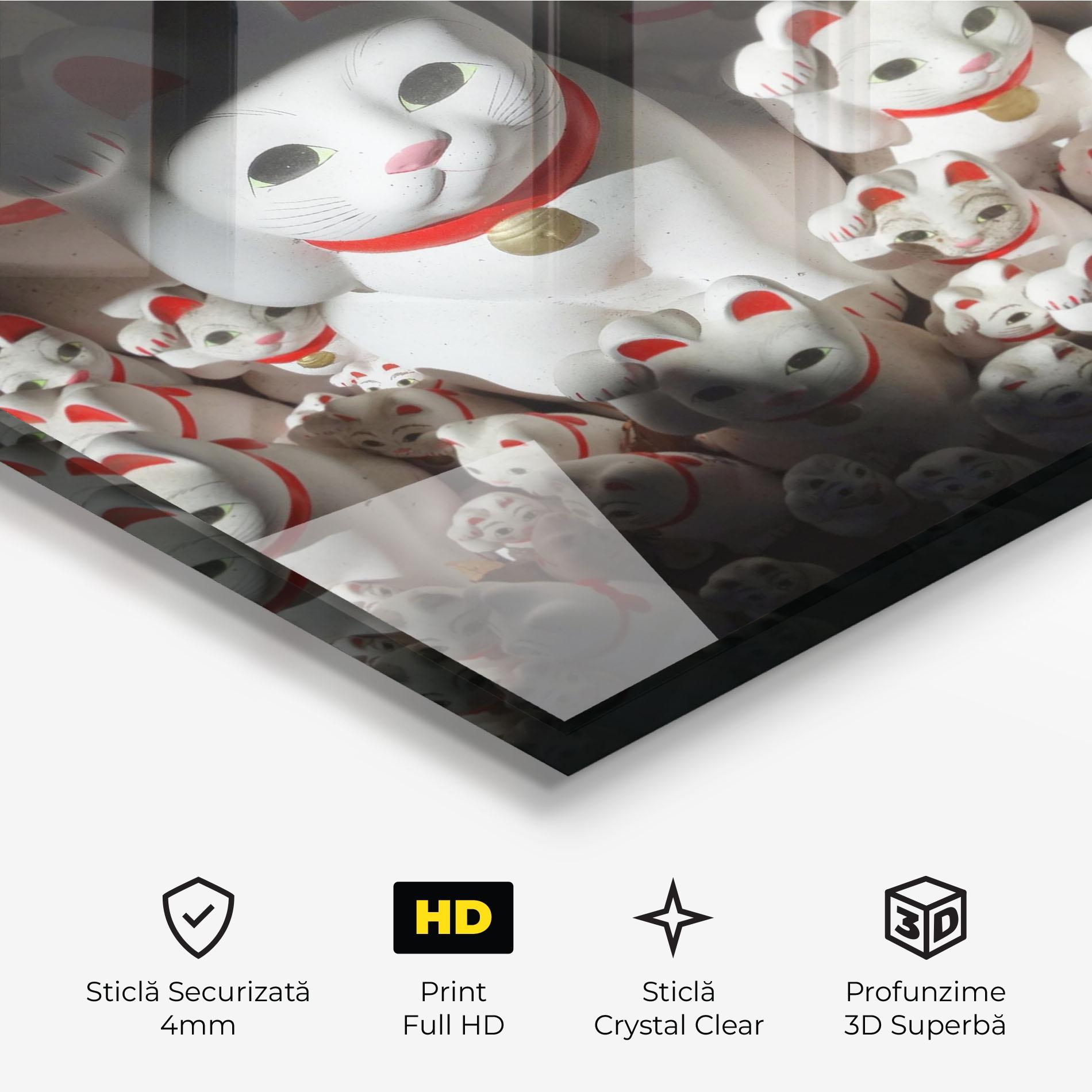 Tablou Sticla White Lucky Cats mockup 3