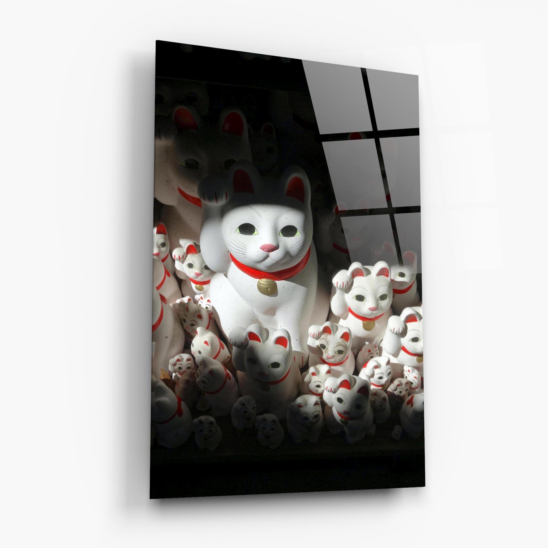 Tablou Sticla White Lucky Cats mockup 6