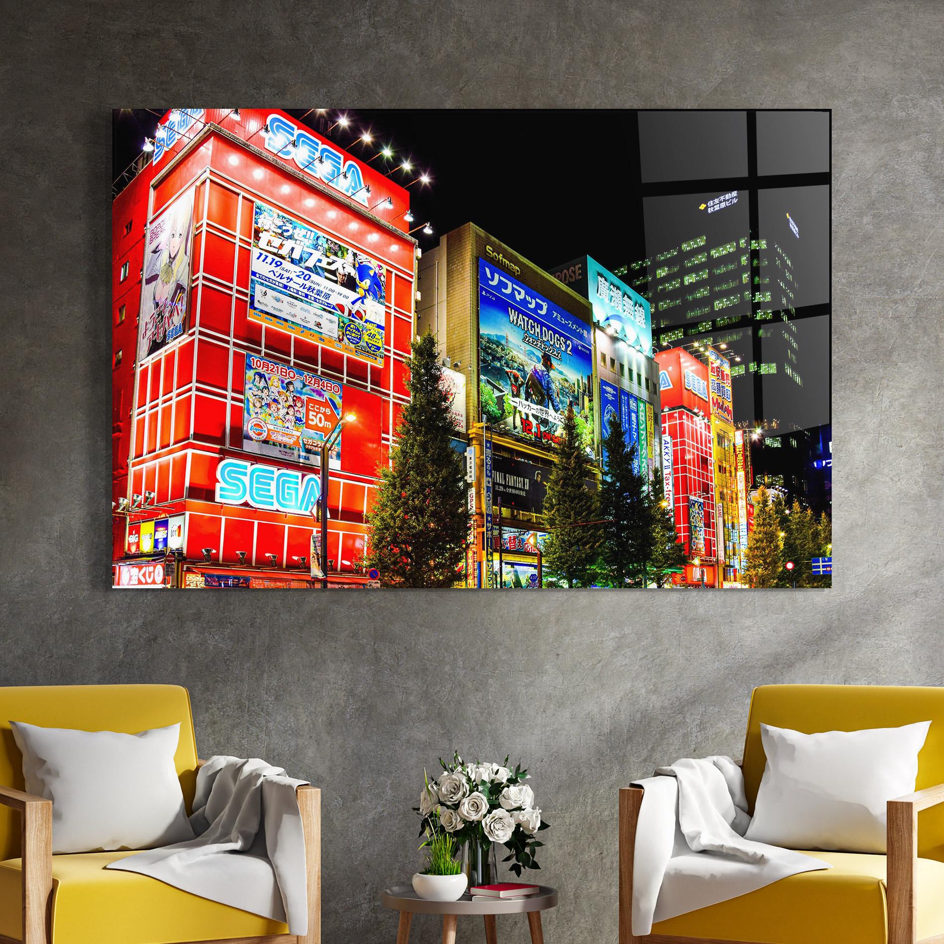 Tablou Sticla Akihabara Night mockup 4