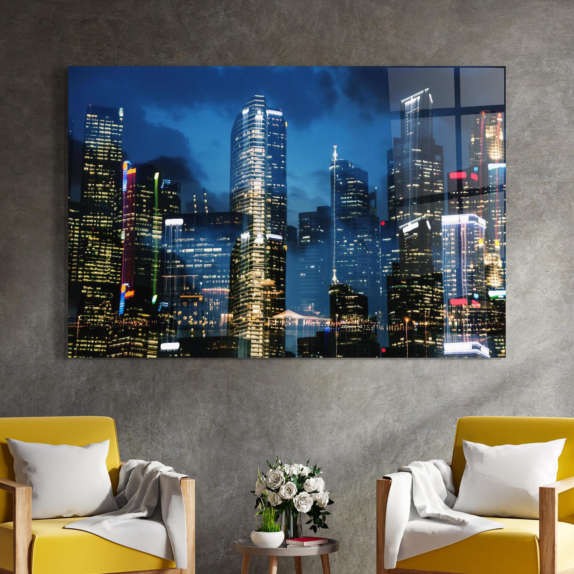 Tablou Sticla Singapore Night mockup 4