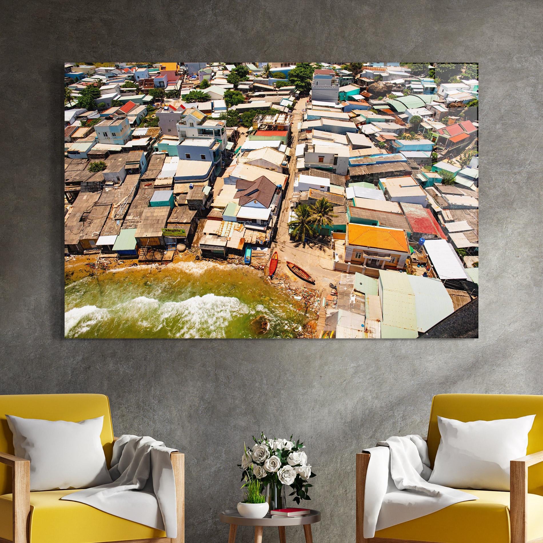 Tablou Sticla Vietnam Slums mockup 4