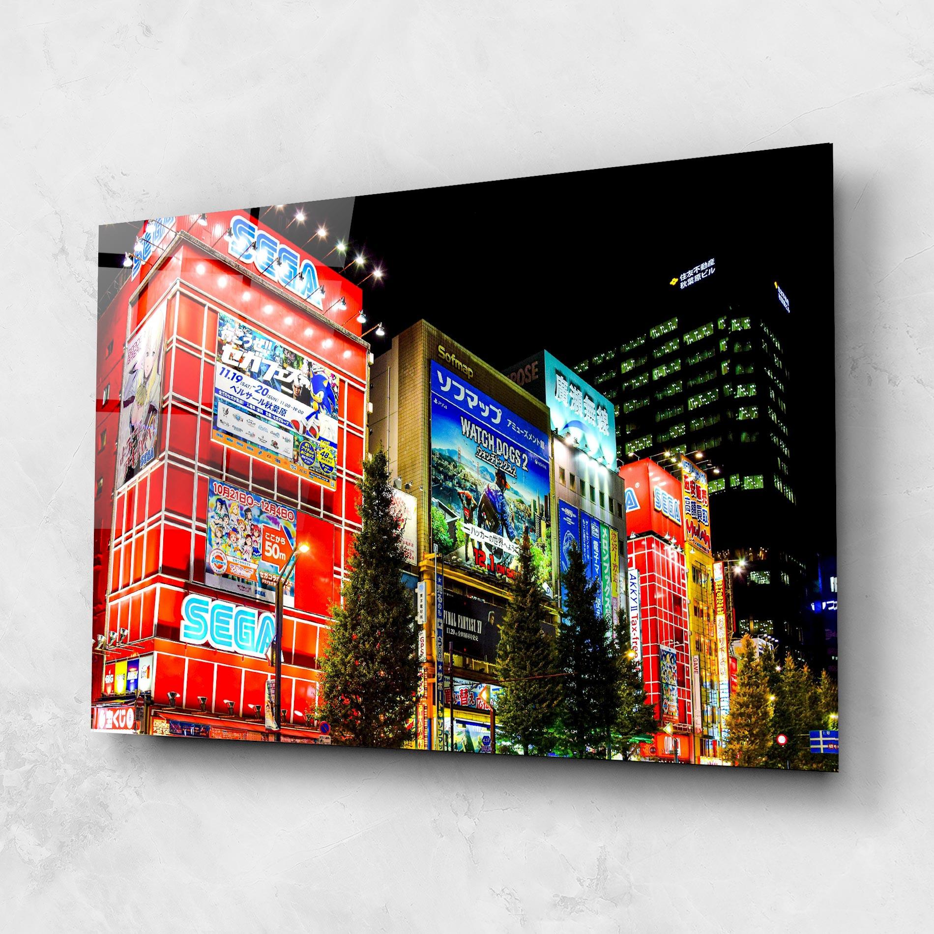 Tablou Sticla Akihabara Night mockup 1