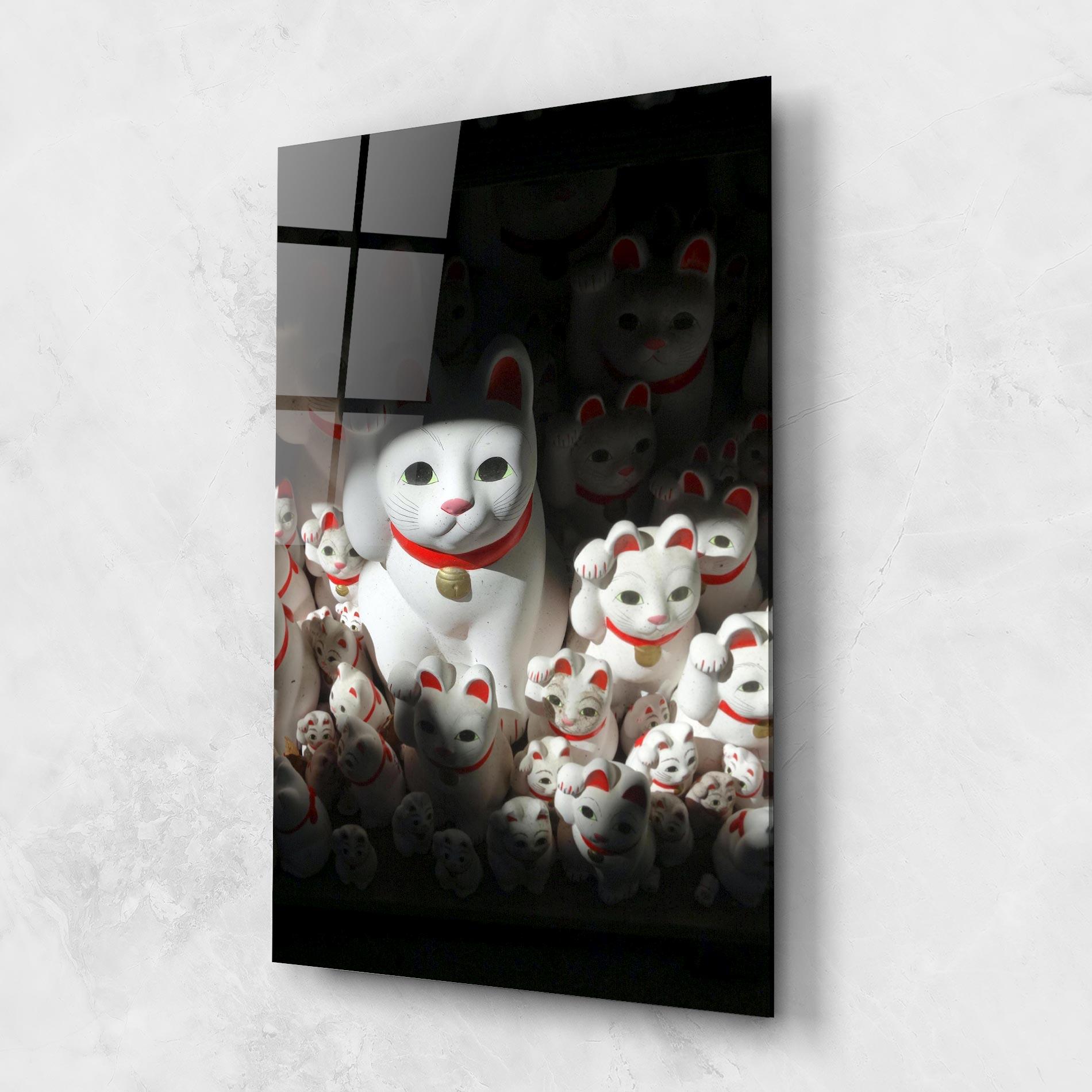 Tablou Sticla White Lucky Cats mockup 1