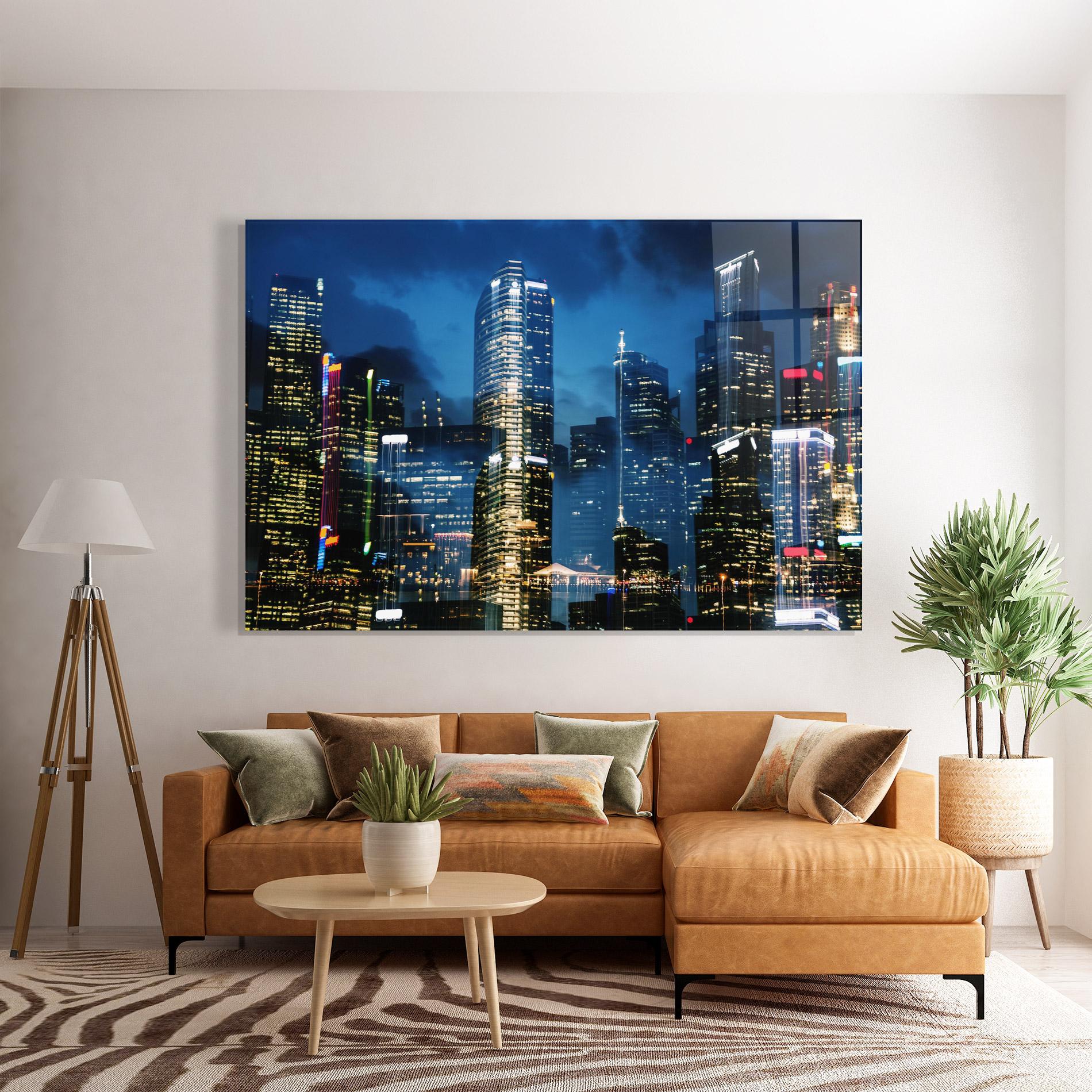 Tablou Sticla Singapore Night mockup 7