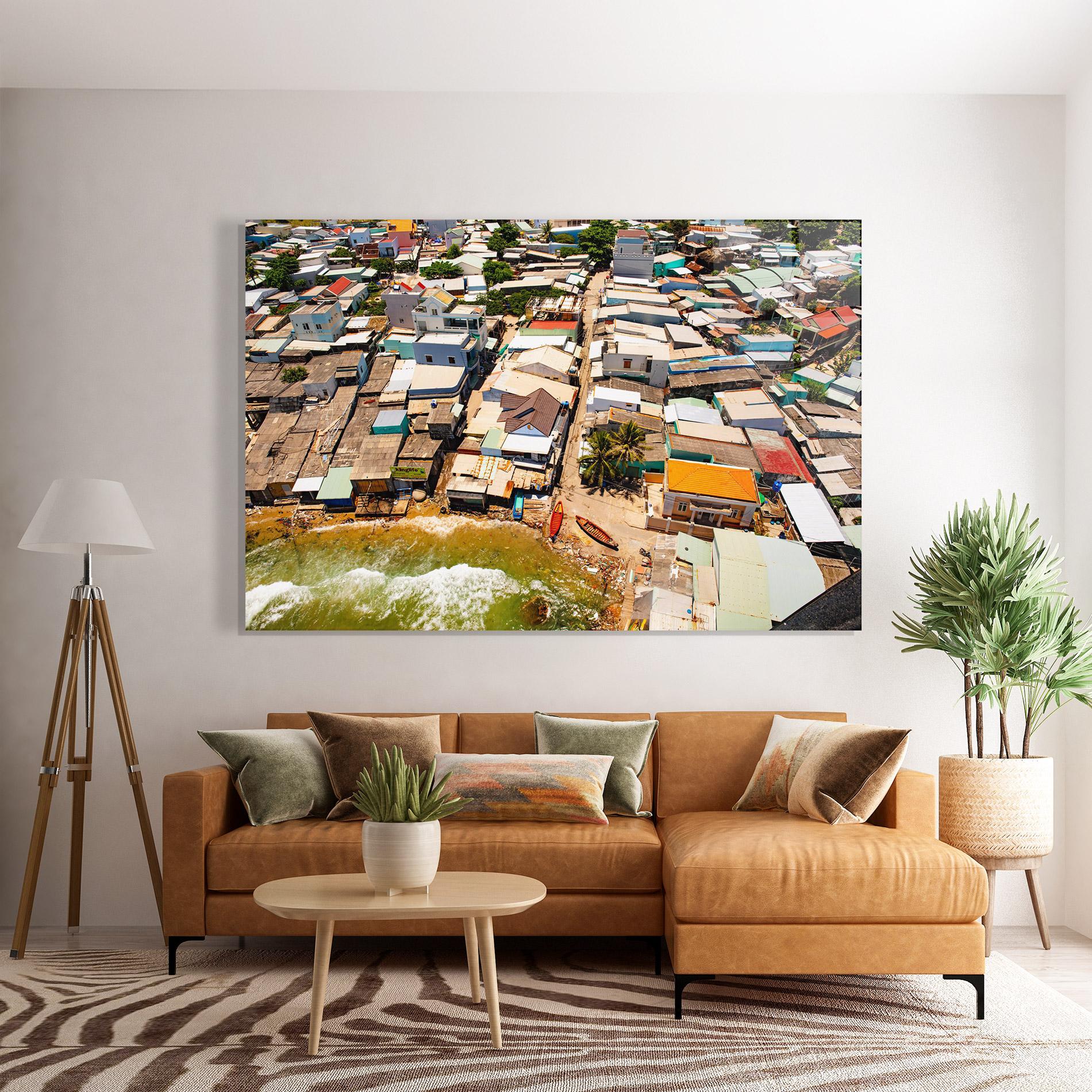 Tablou Sticla Vietnam Slums mockup 7