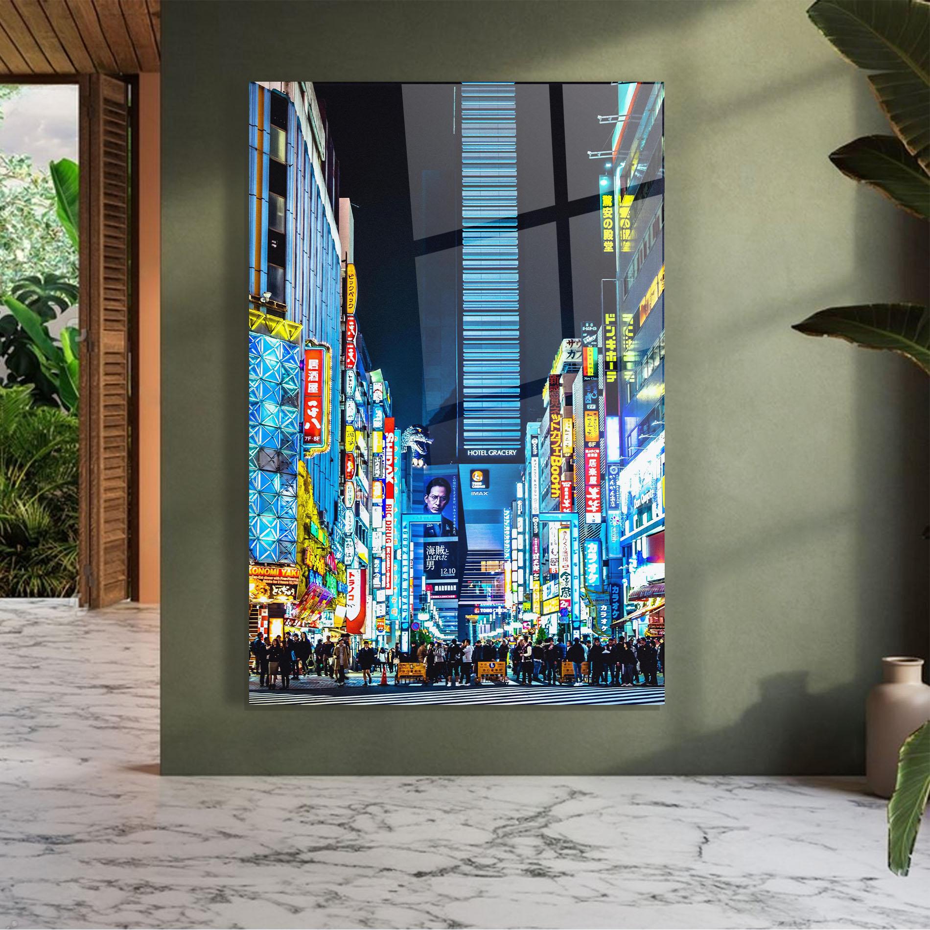 Tablou Sticla Colorful City Lights mockup 7