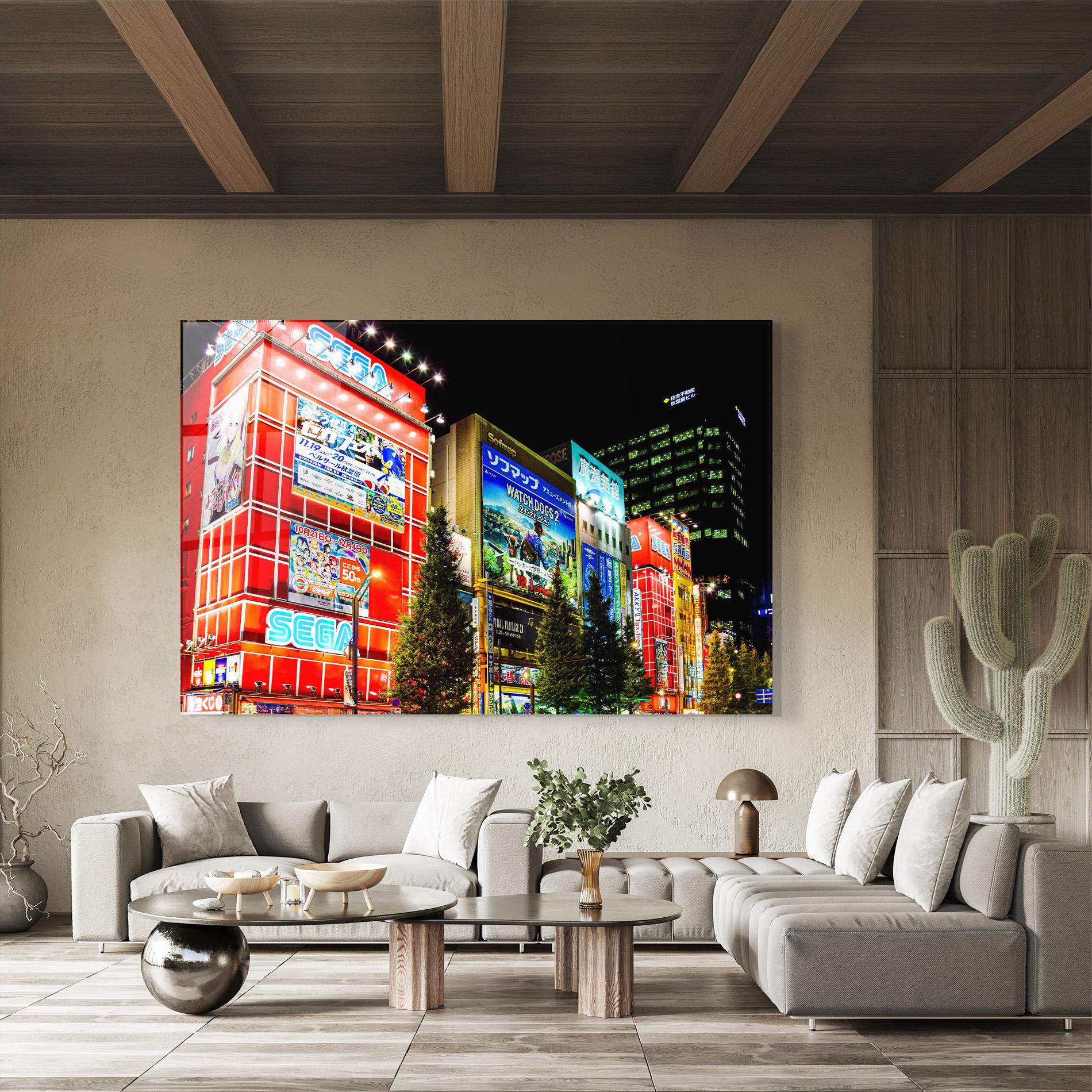 Tablou Sticla Akihabara Night mockup 8