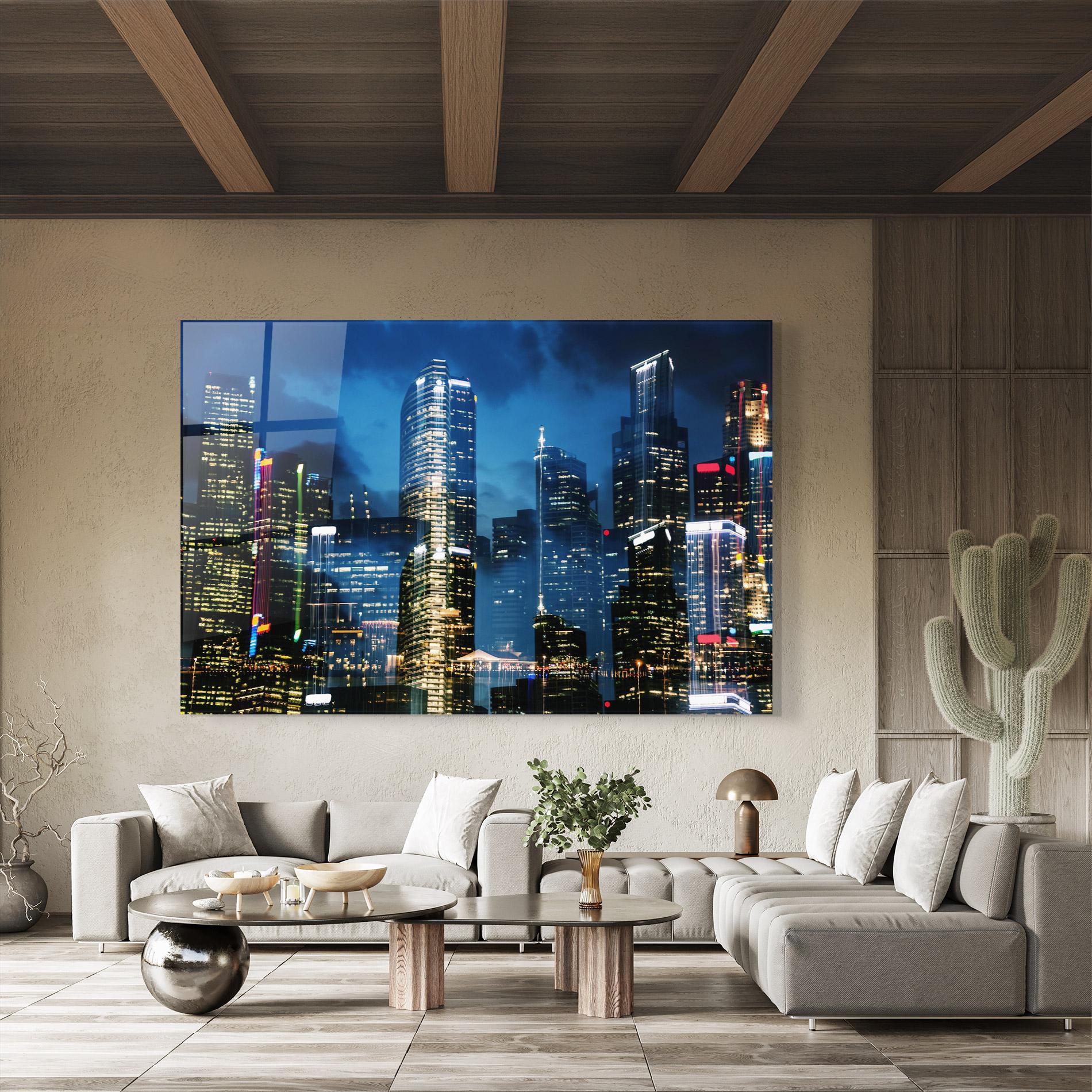 Tablou Sticla Singapore Night mockup 8