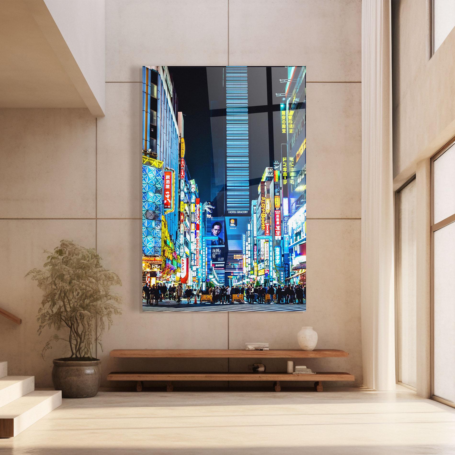 Tablou Sticla Colorful City Lights mockup 8