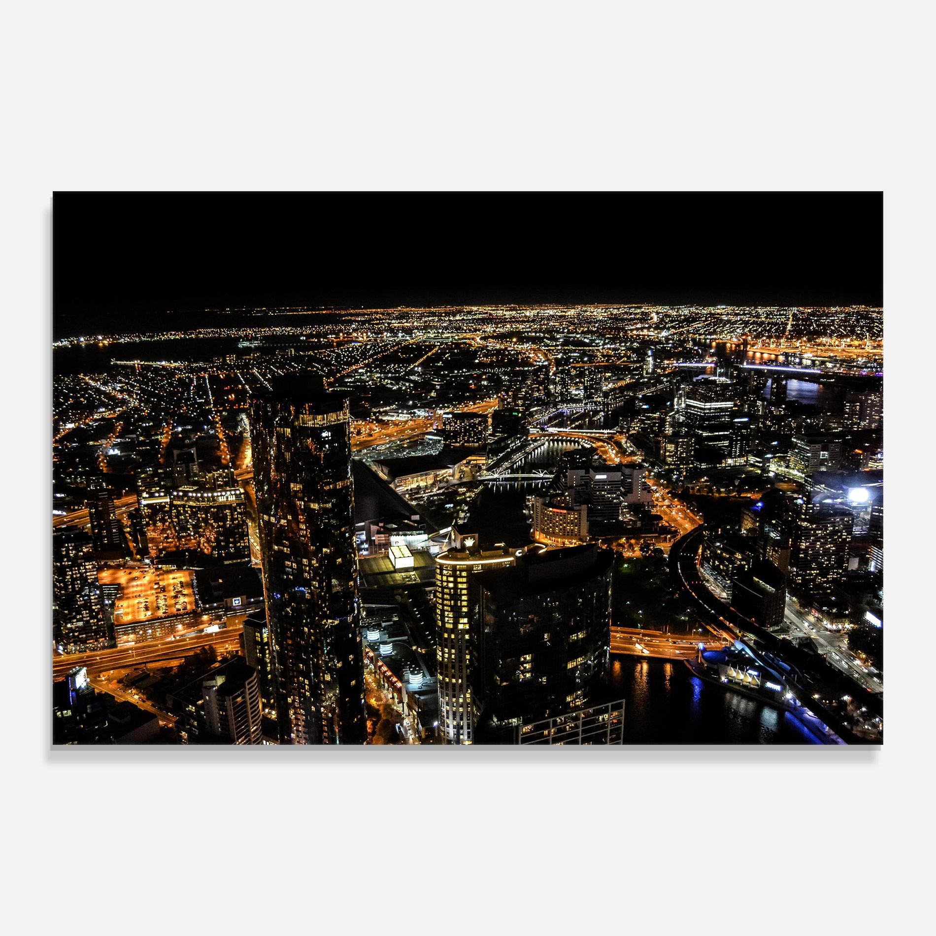 Tablou Sticla Black City Light mockup 0