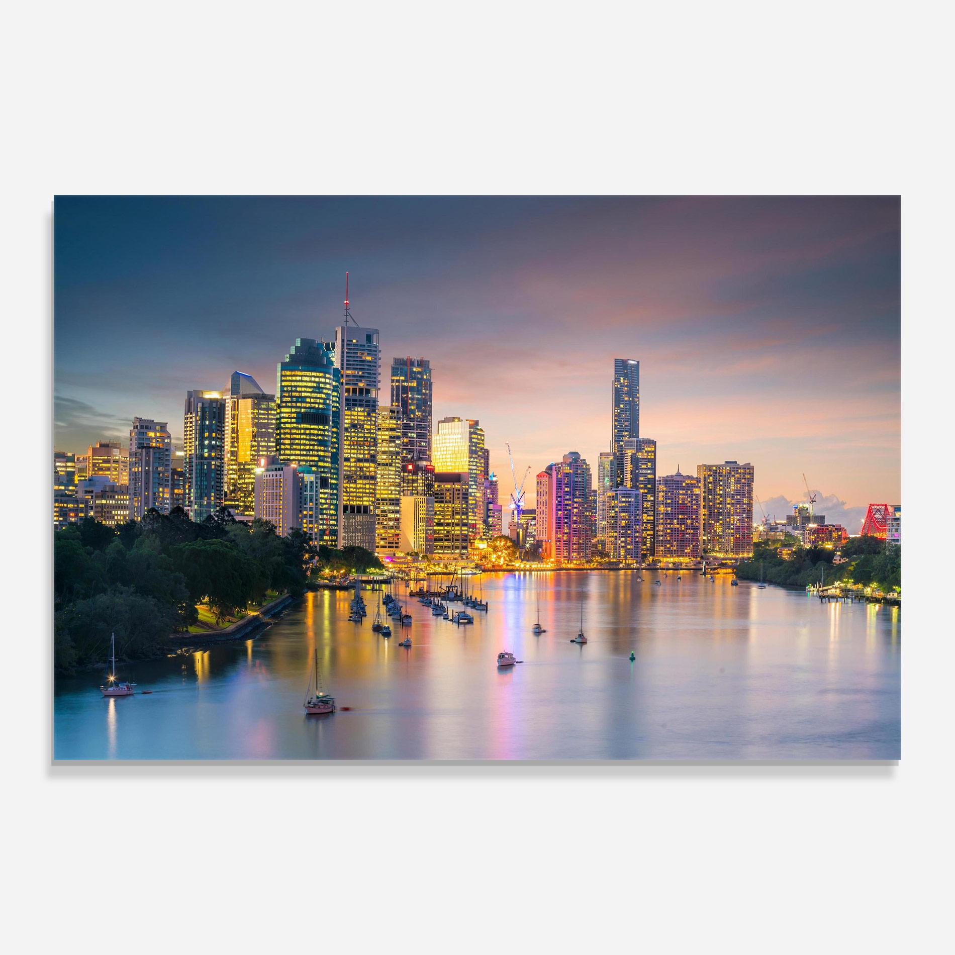 Tablou Sticla Brisbane City Skyline mockup 0