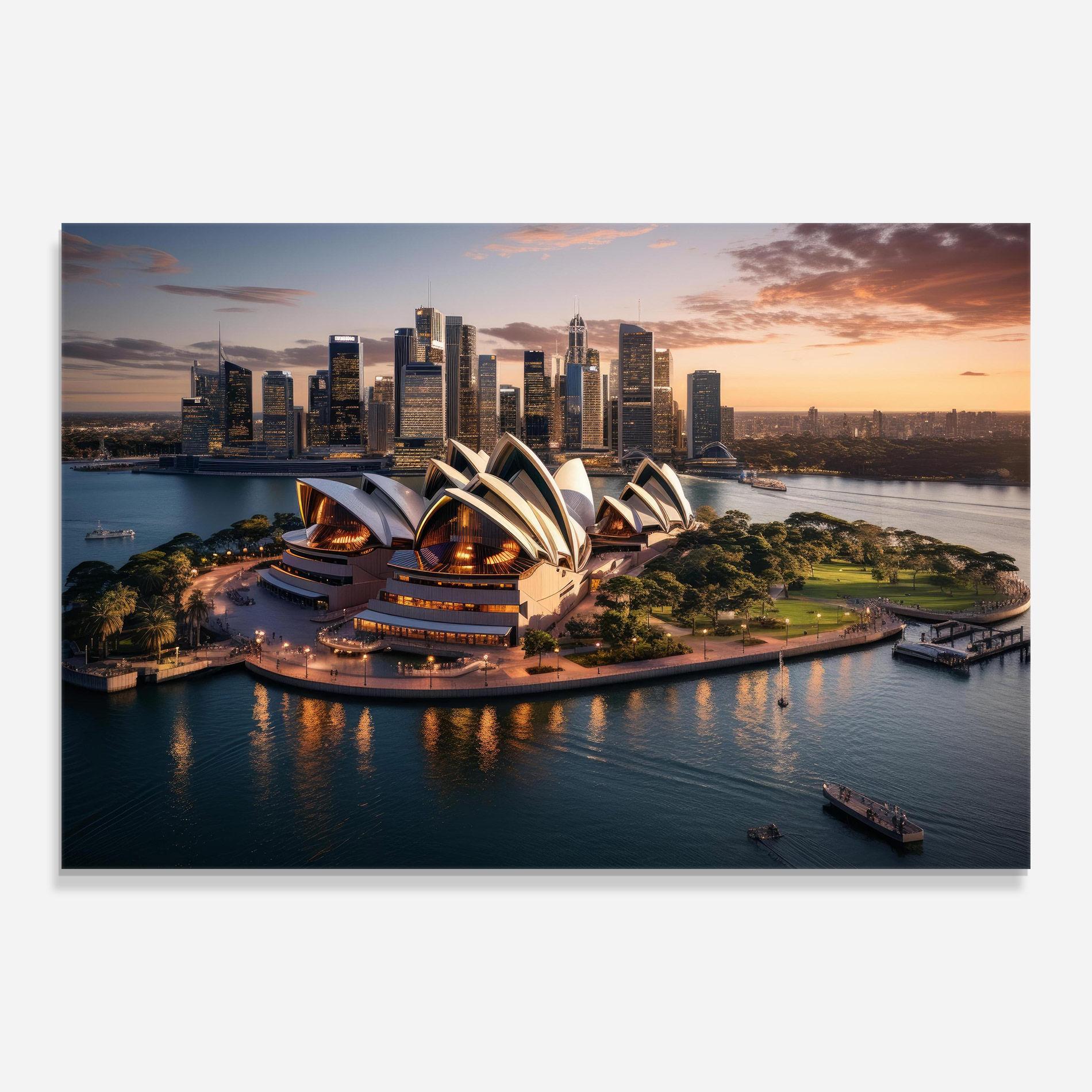 Tablou Sticla Sydney Australia Sunset mockup 0