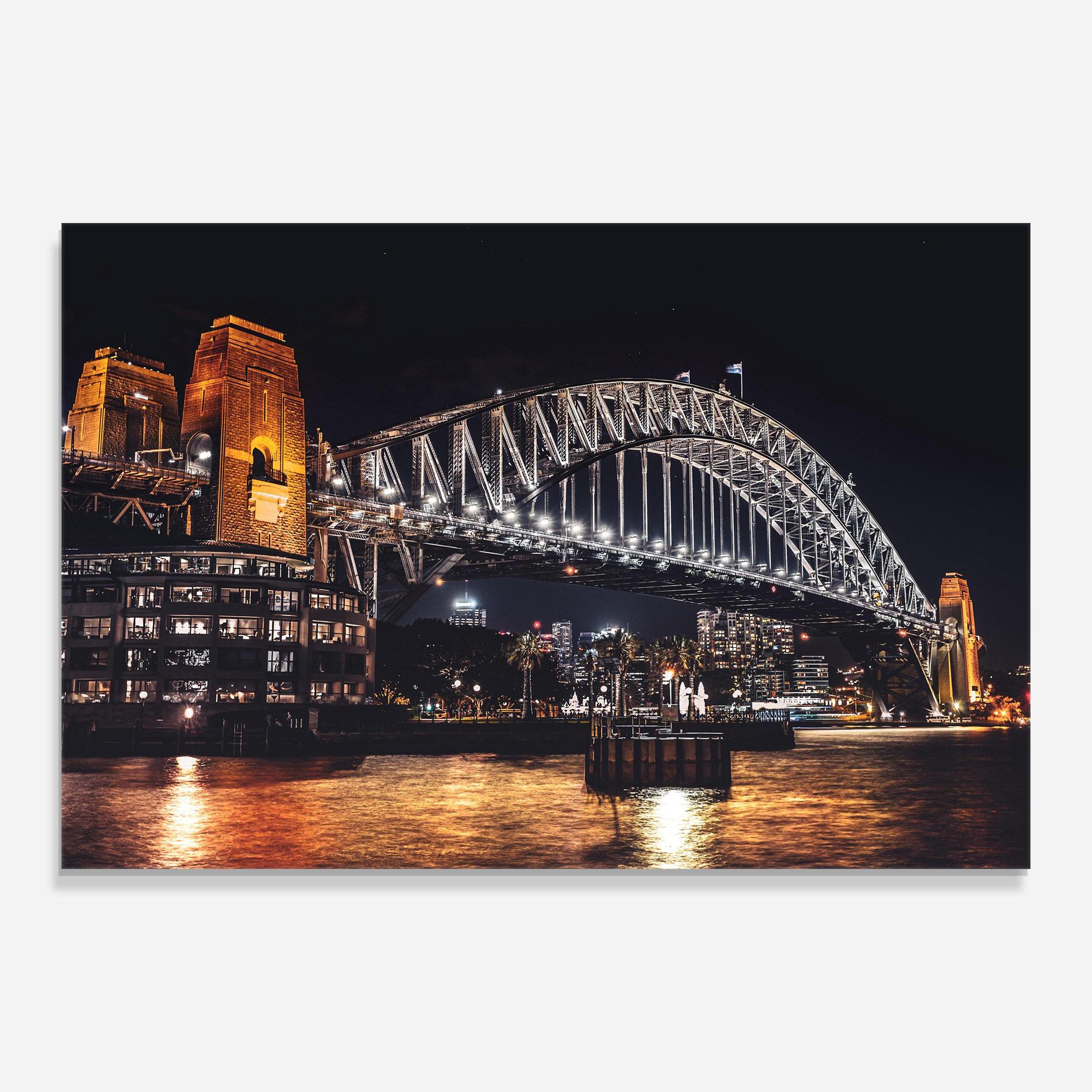 Tablou Sticla Sydney Night Bridge mockup 0