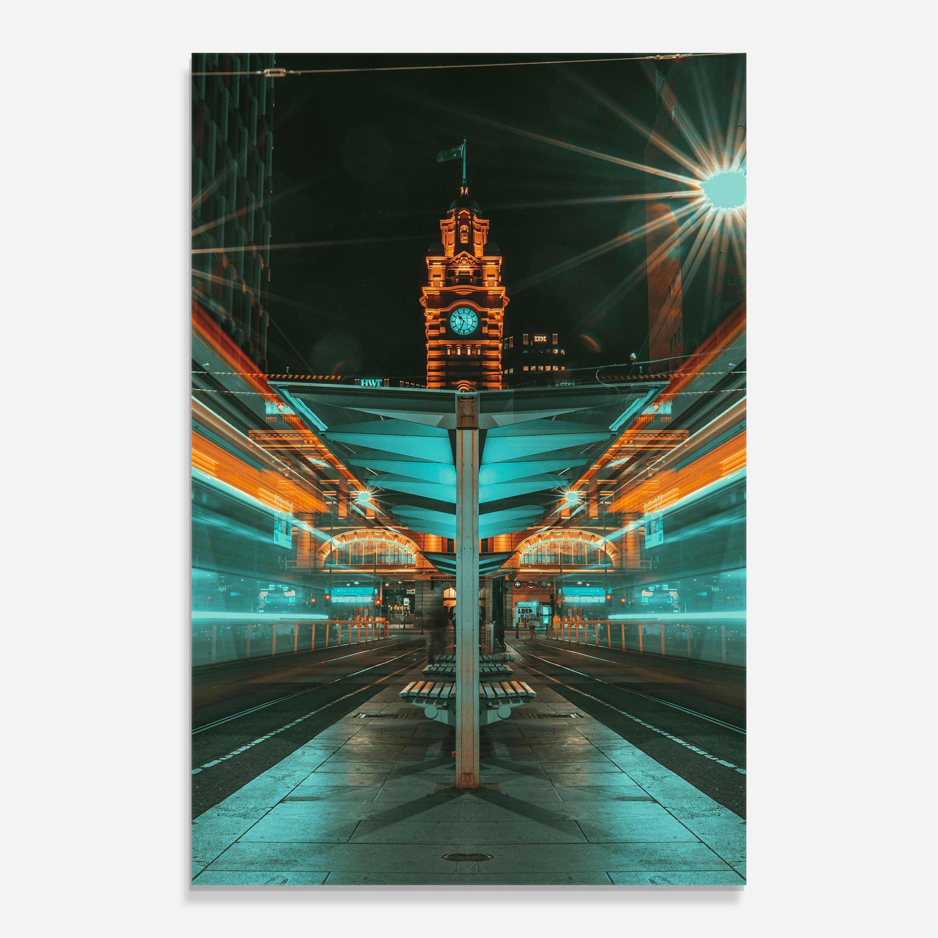 Tablou Sticla Clock Tower Light mockup 0