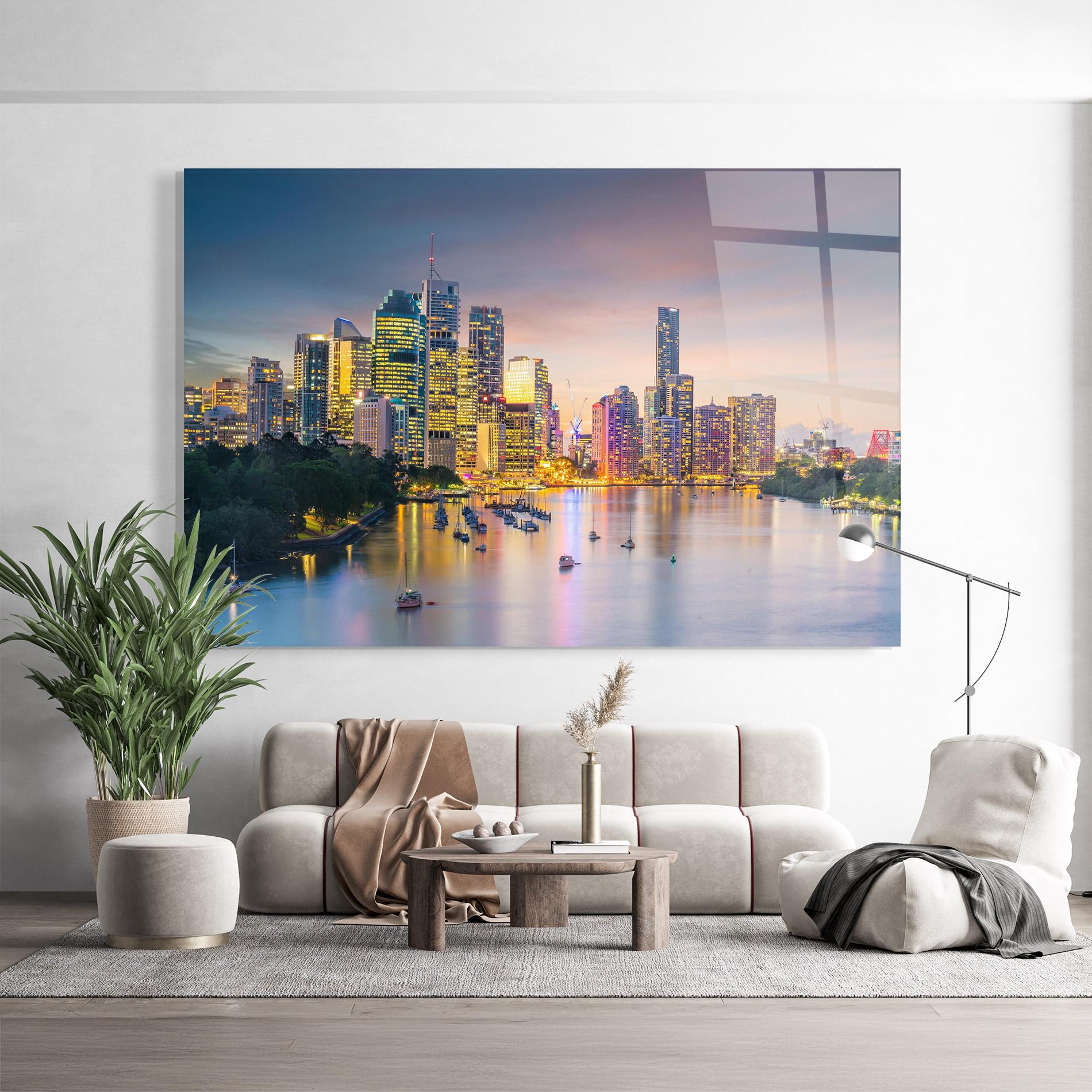 Tablou Sticla Brisbane City Skyline mockup 9