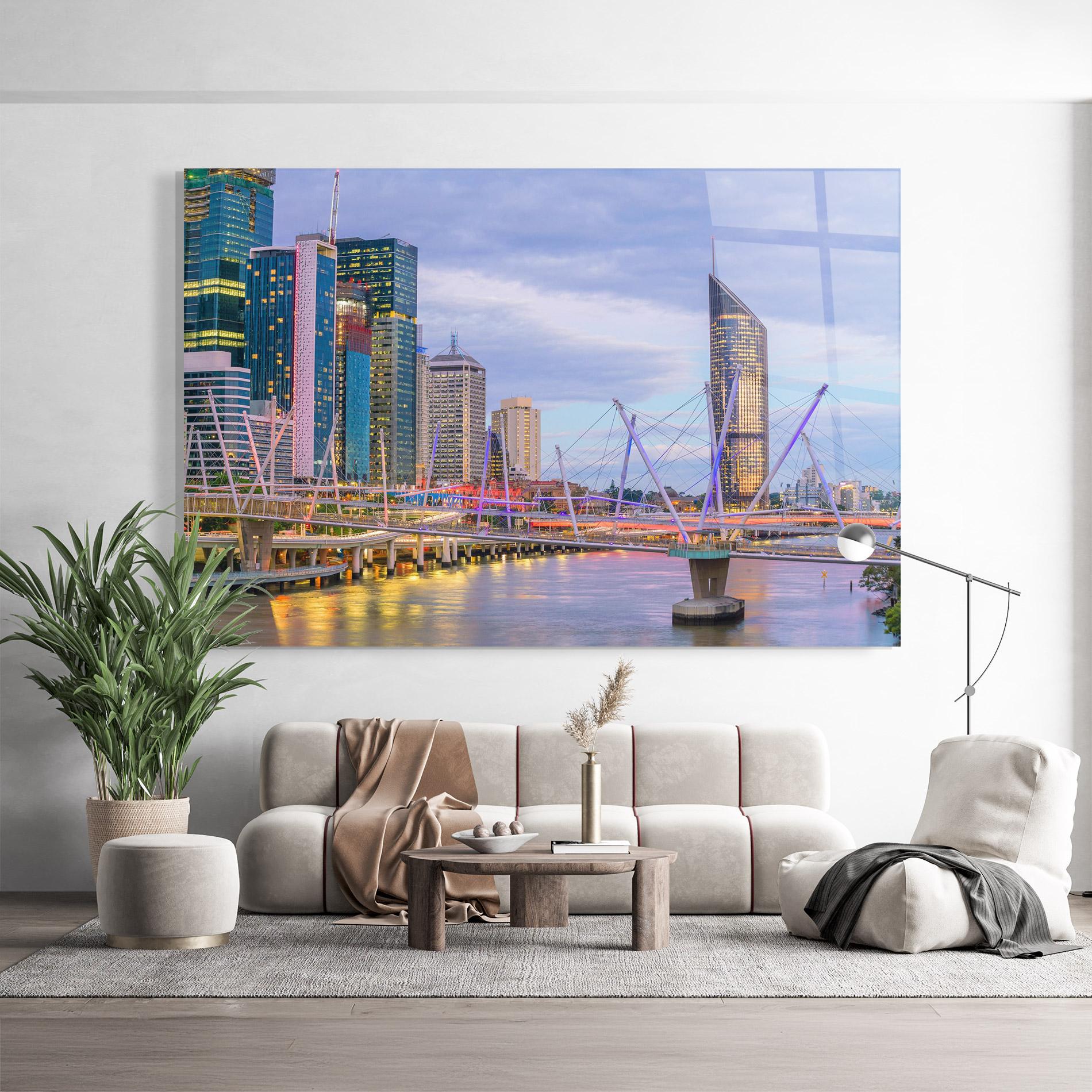 Tablou Sticla Brisbane River Australia mockup 9