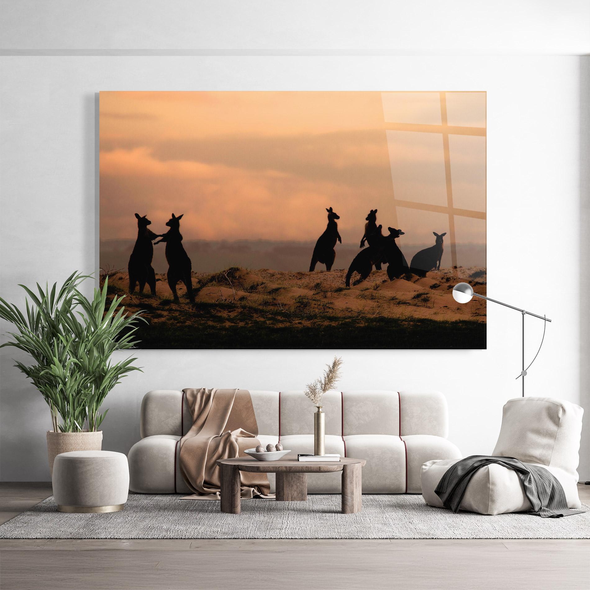 Tablou Sticla Kangaroos Playing mockup 9