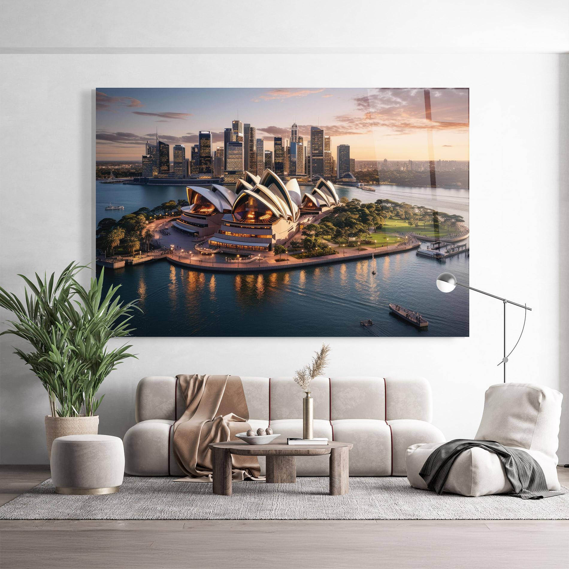 Tablou Sticla Sydney Australia Sunset mockup 9