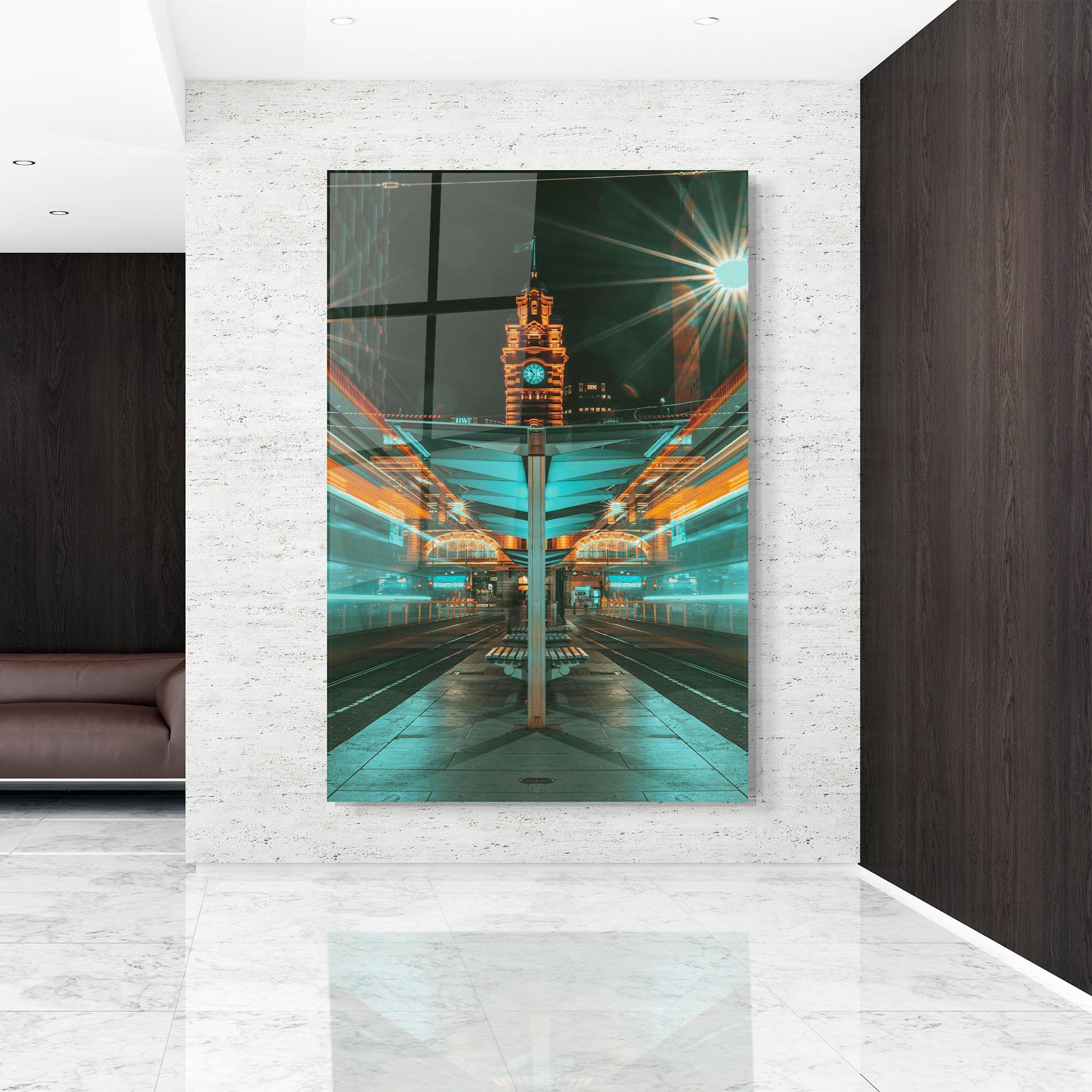 Tablou Sticla Clock Tower Light mockup 9