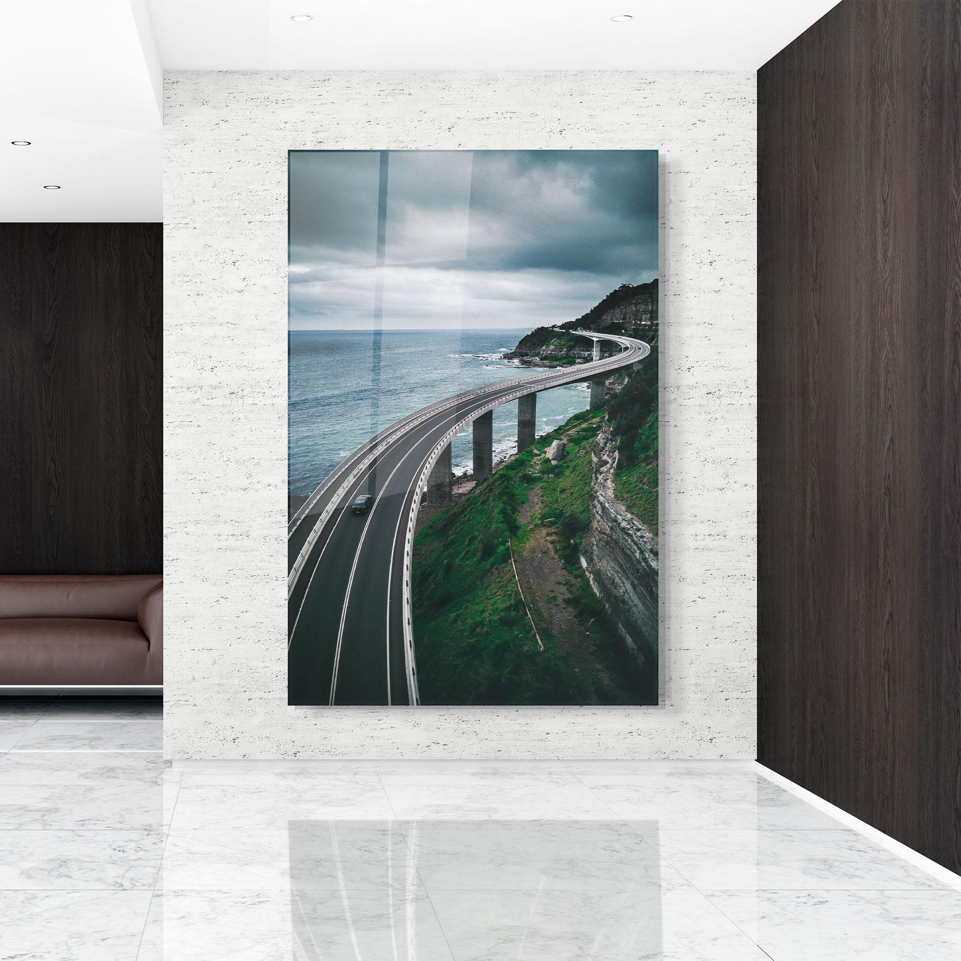 Tablou Sticla Road Cloudy Day mockup 9