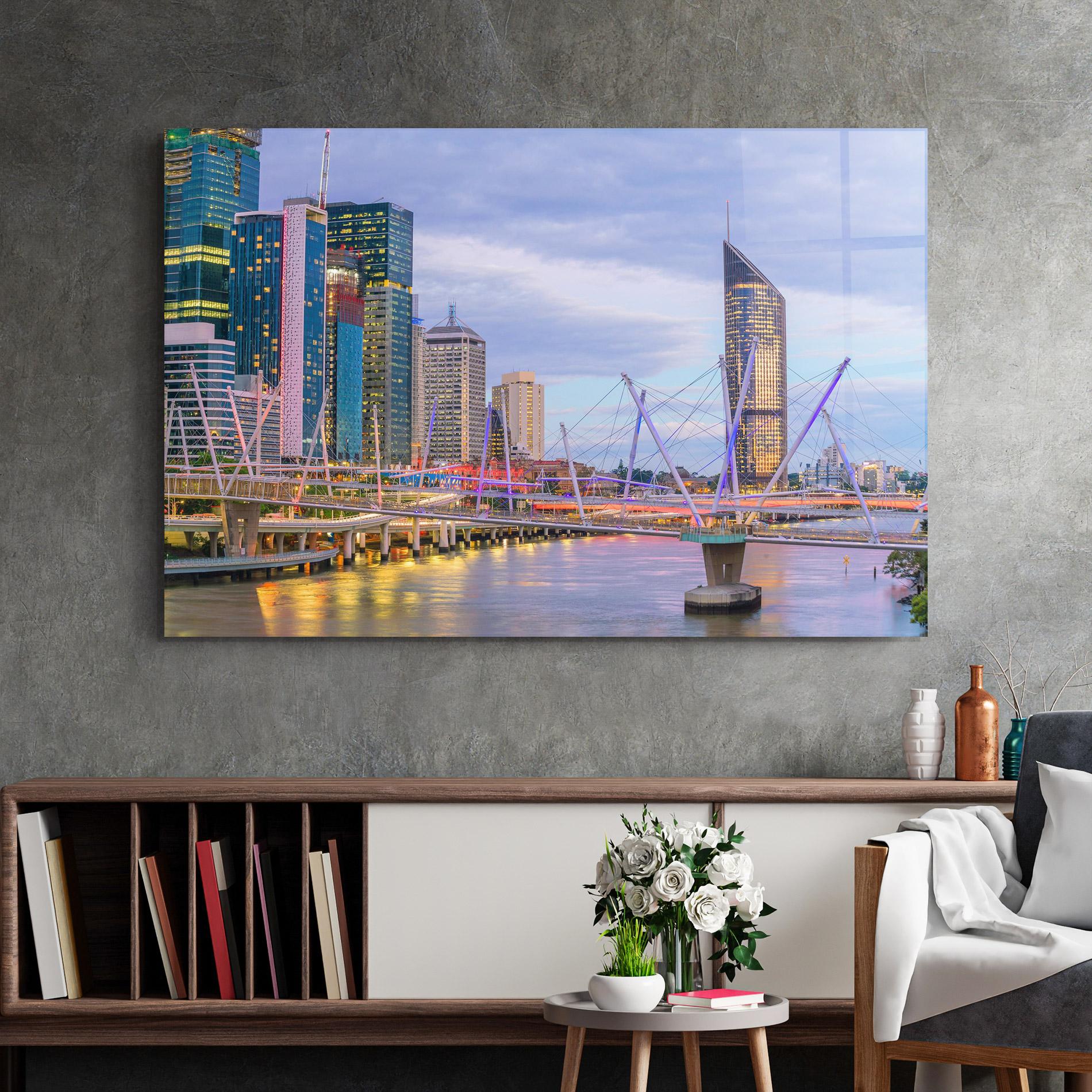 Tablou Sticla Brisbane River Australia mockup 2