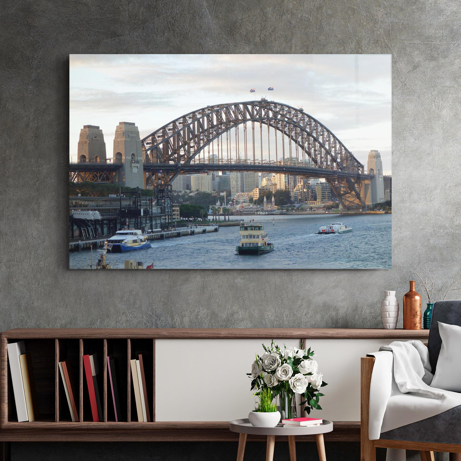 Tablou Sticla Harbour Bridge View mockup 2