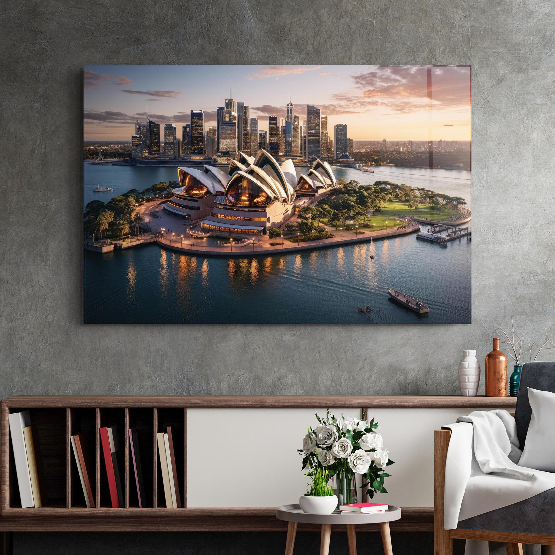 Tablou Sticla Sydney Australia Sunset mockup 2