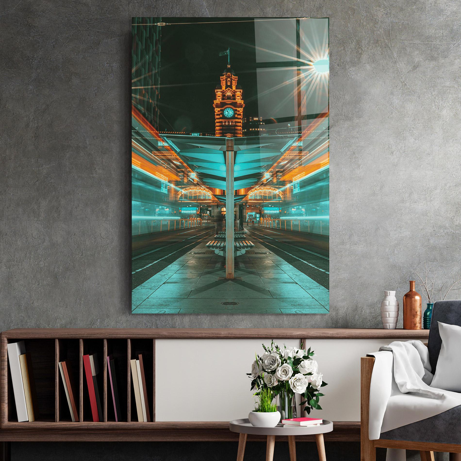 Tablou Sticla Clock Tower Light mockup 2