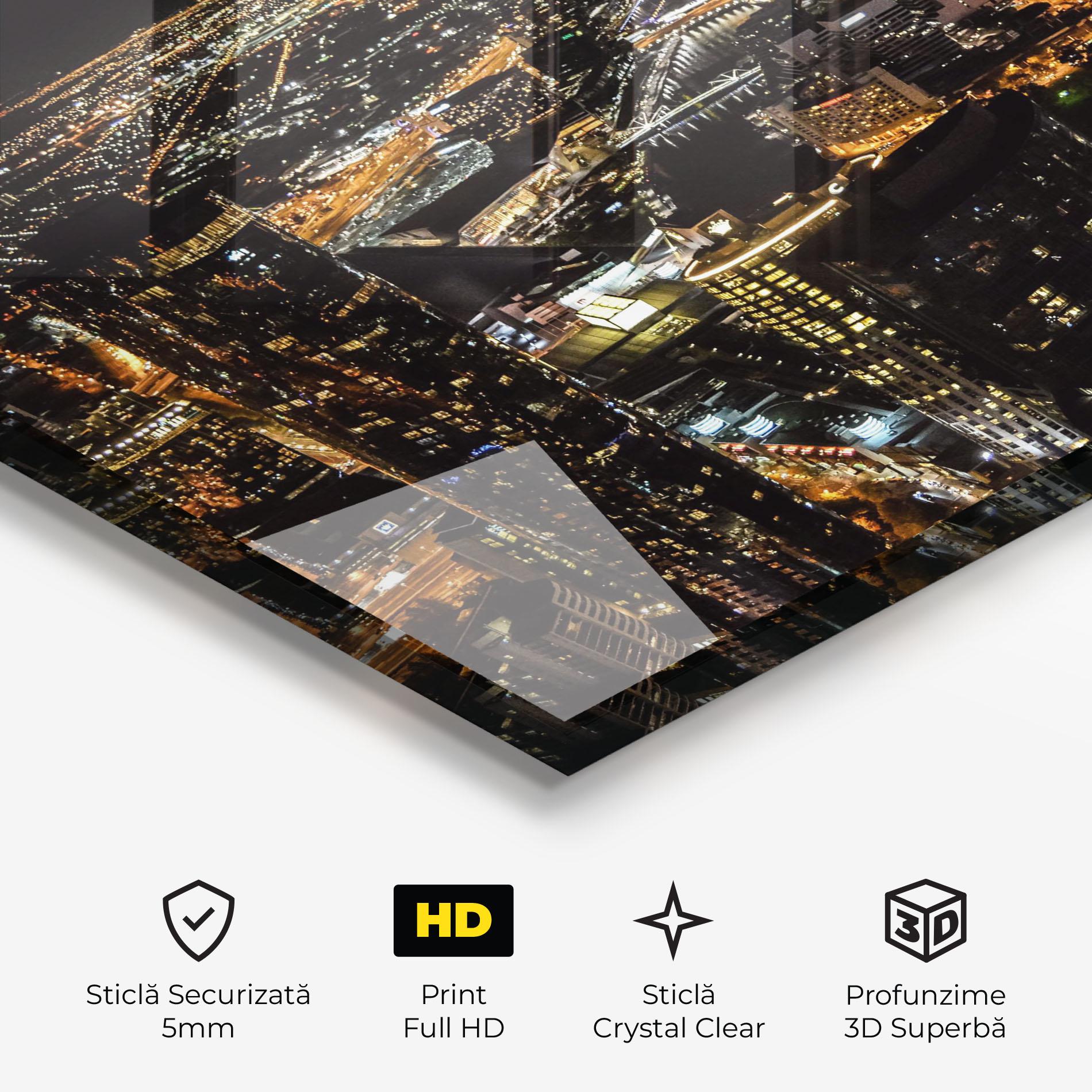 Tablou Sticla Black City Light mockup 3