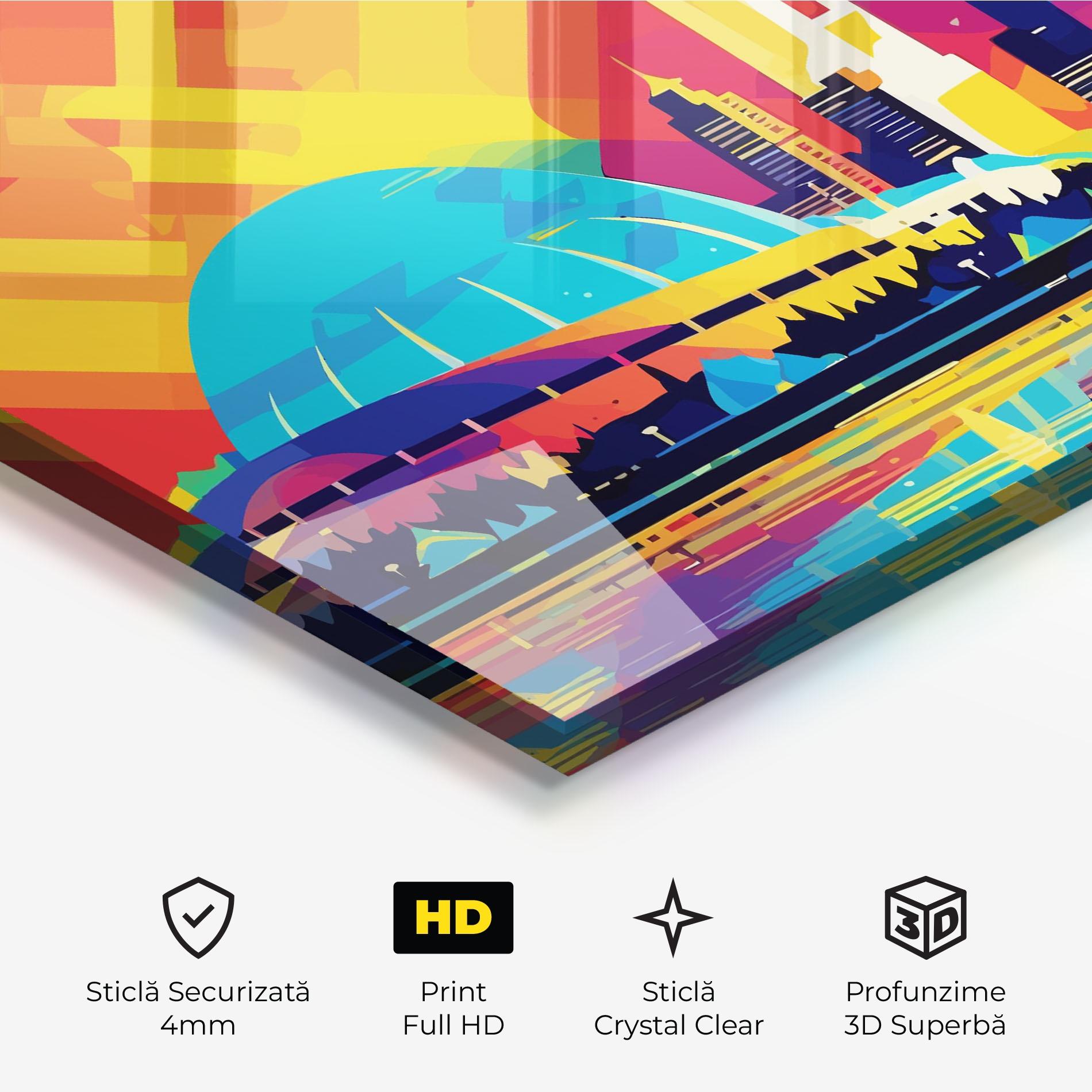 Tablou Sticla Blue Olympic Stadium mockup 3