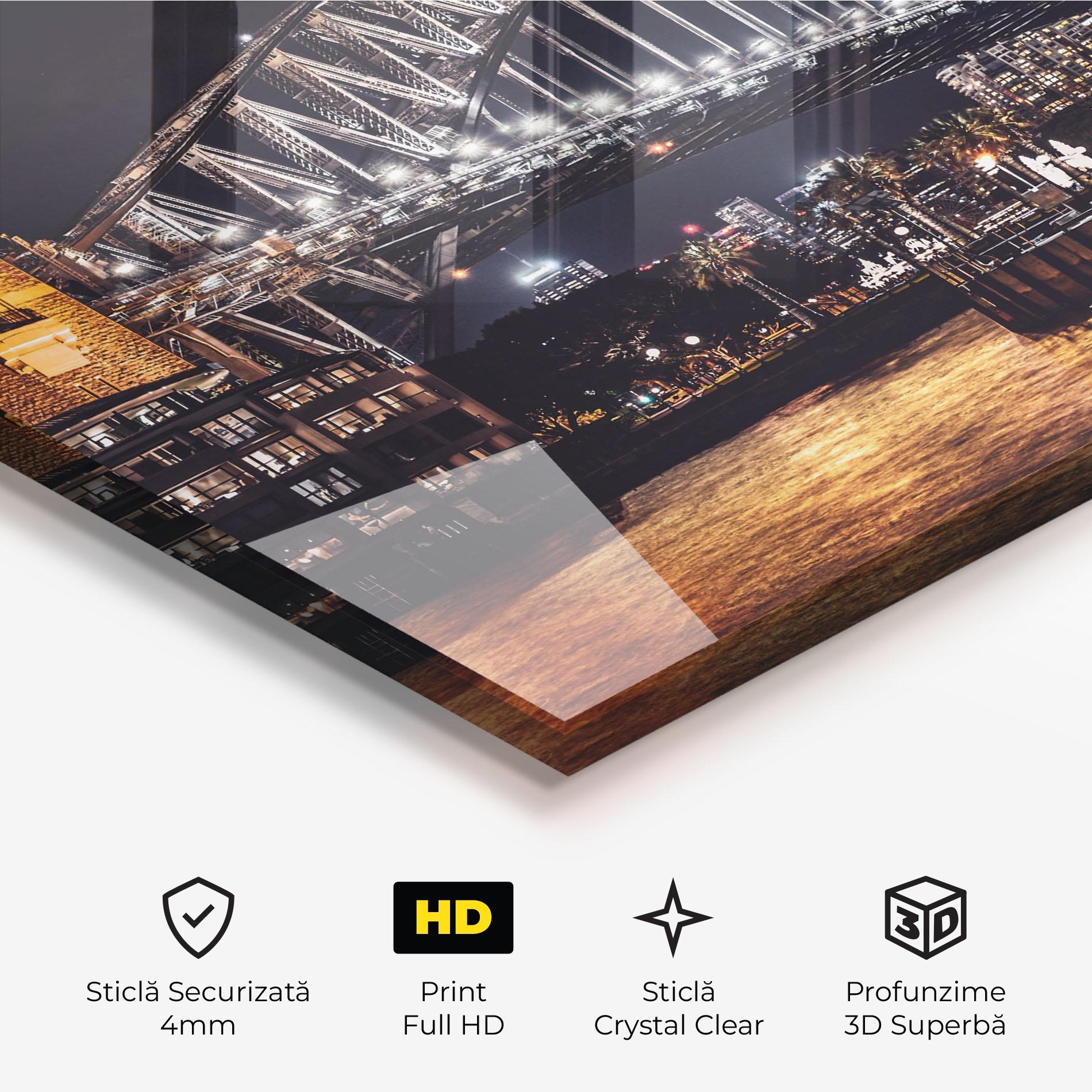 Tablou Sticla Sydney Night Bridge mockup 3