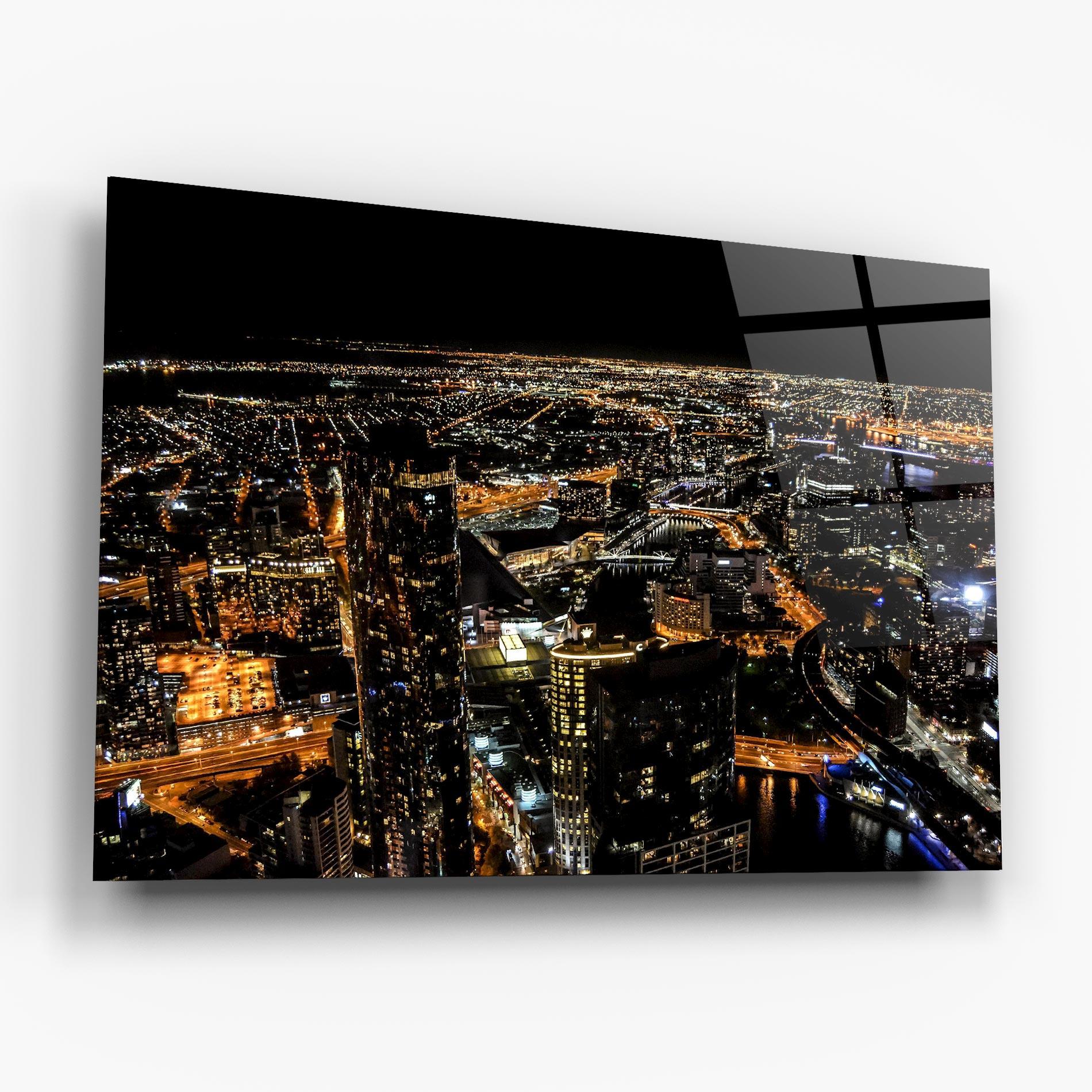 Tablou Sticla Black City Light mockup 6