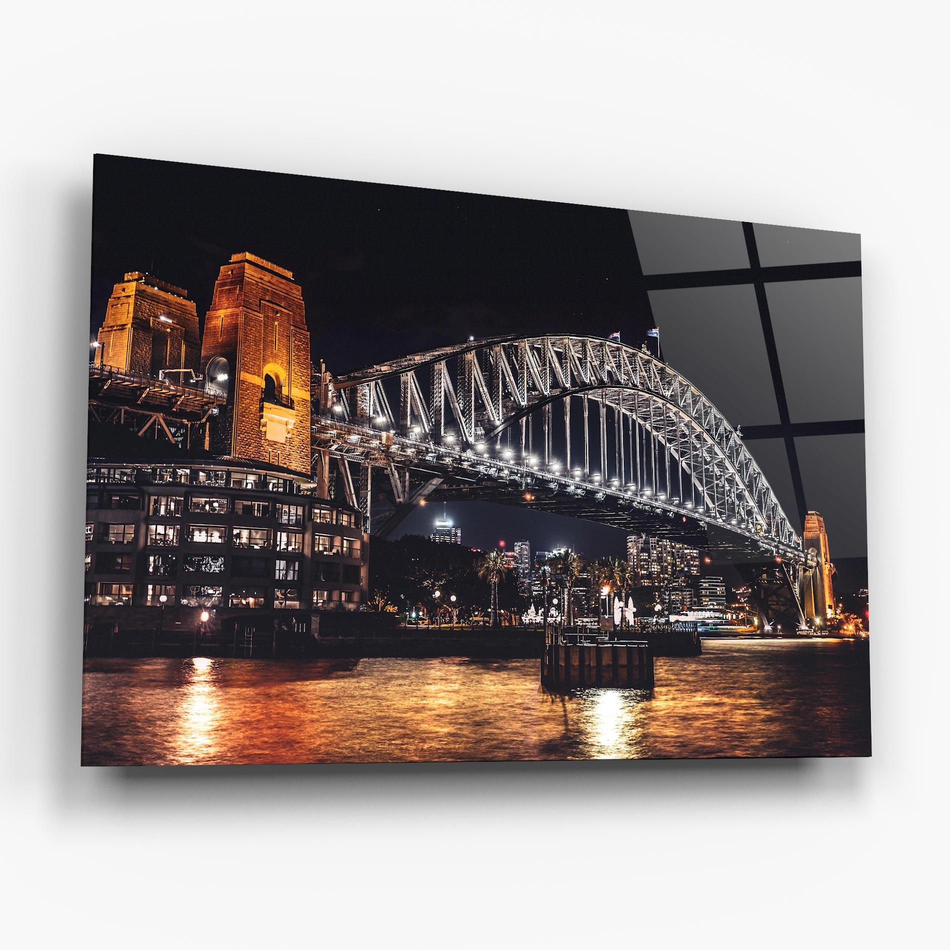 Tablou Sticla Sydney Night Bridge mockup 6