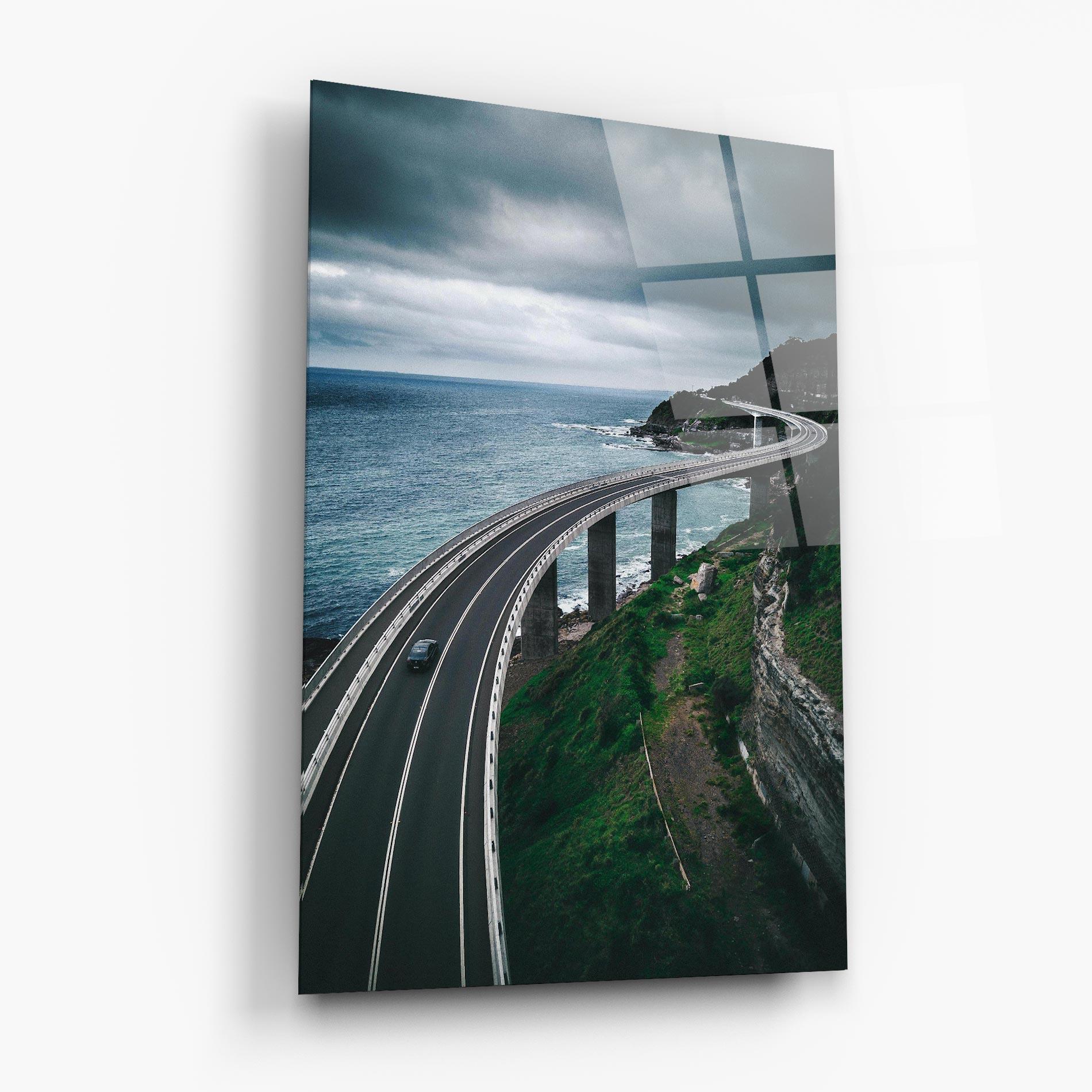 Tablou Sticla Road Cloudy Day mockup 6