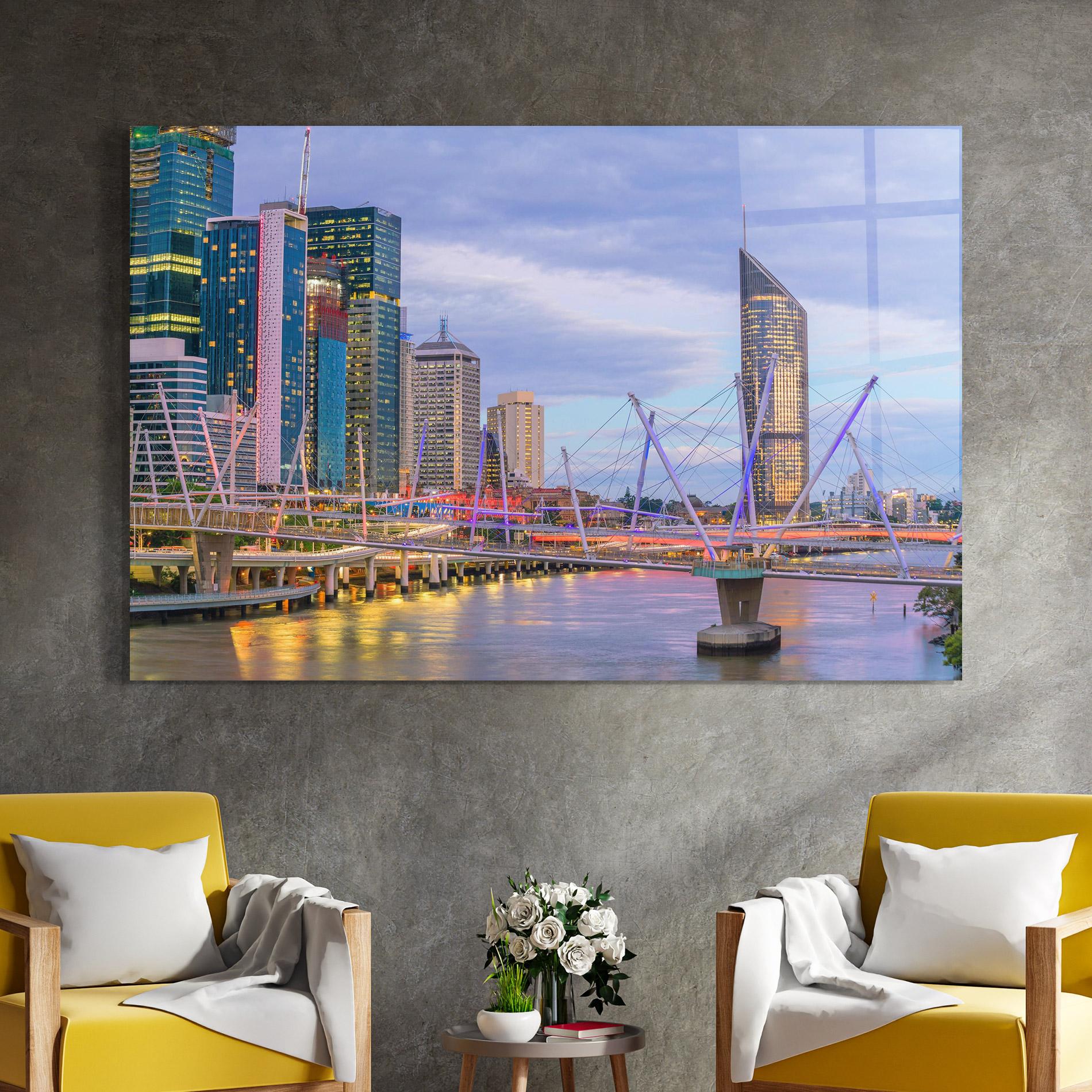 Tablou Sticla Brisbane River Australia mockup 4