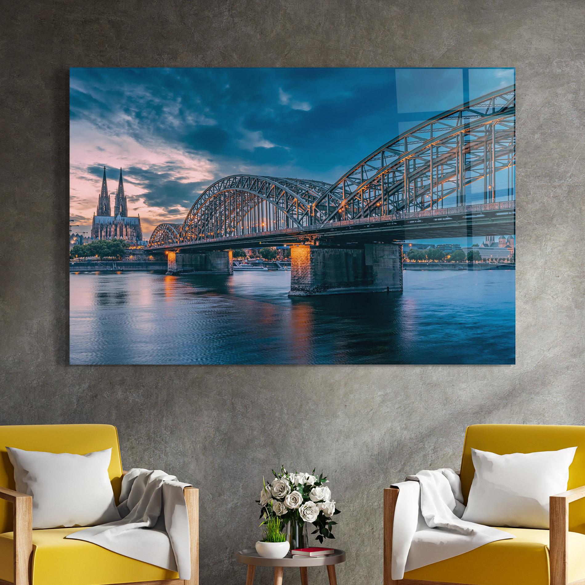 Tablou Sticla River Whith Trains mockup 4