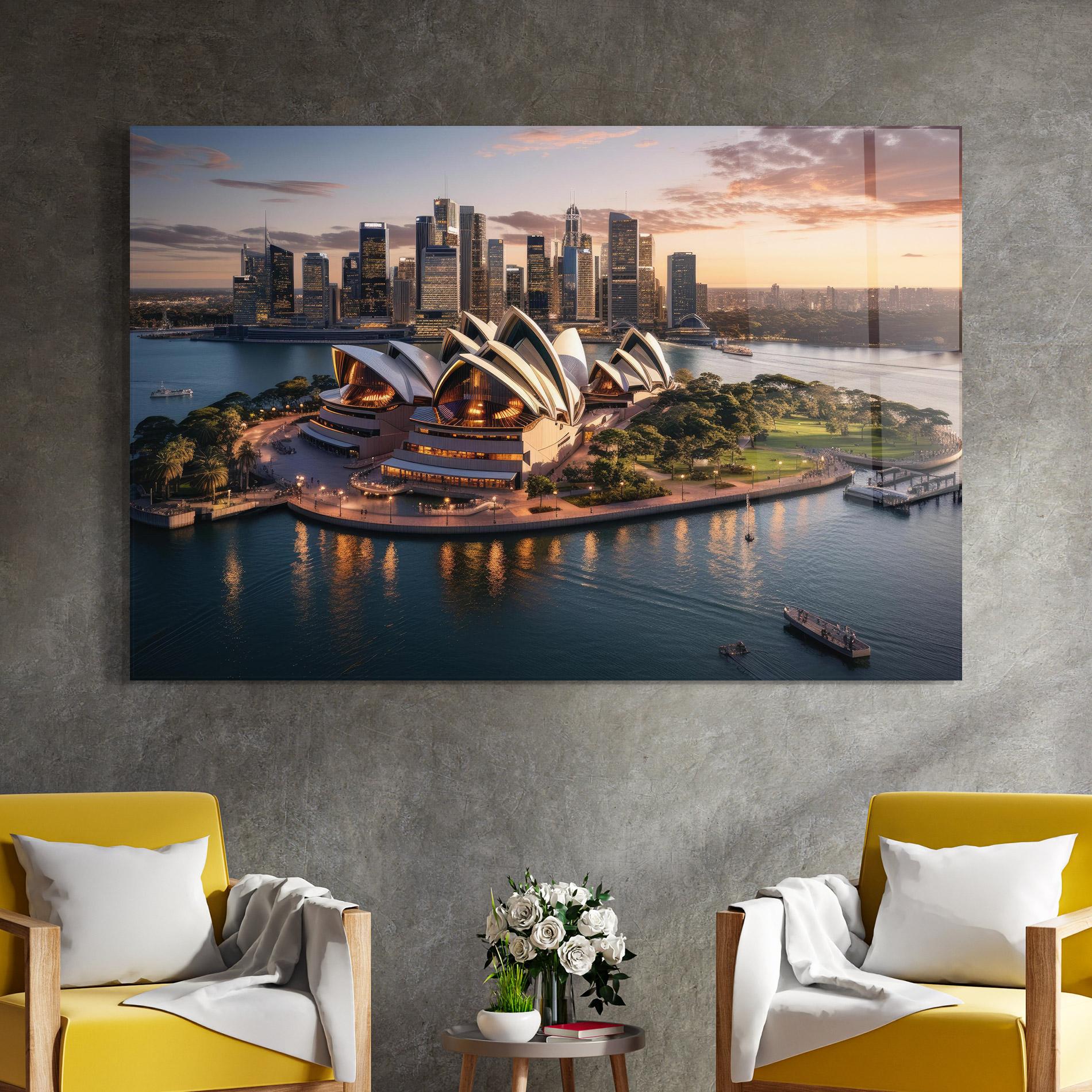 Tablou Sticla Sydney Australia Sunset mockup 4