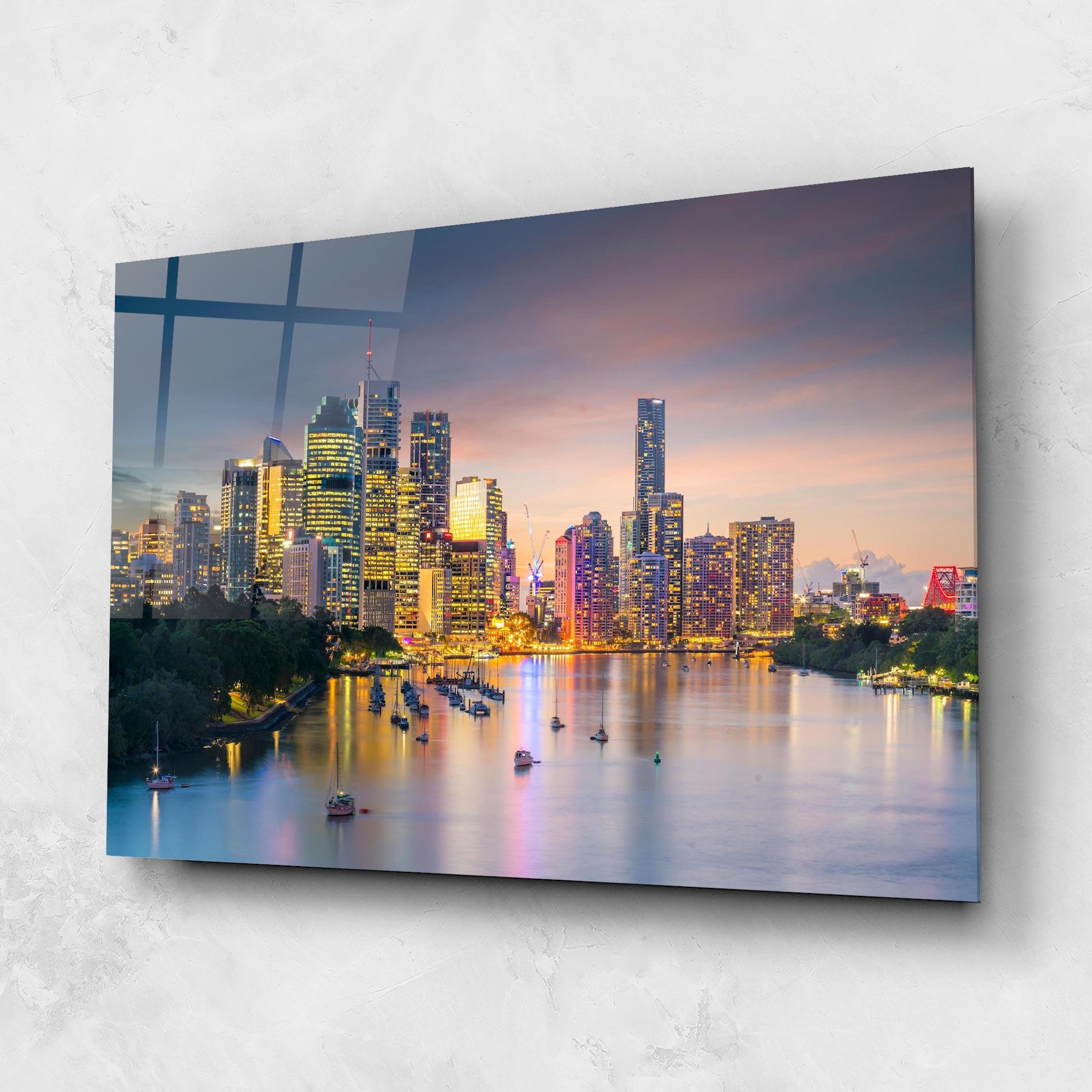 Tablou Sticla Brisbane City Skyline mockup 1
