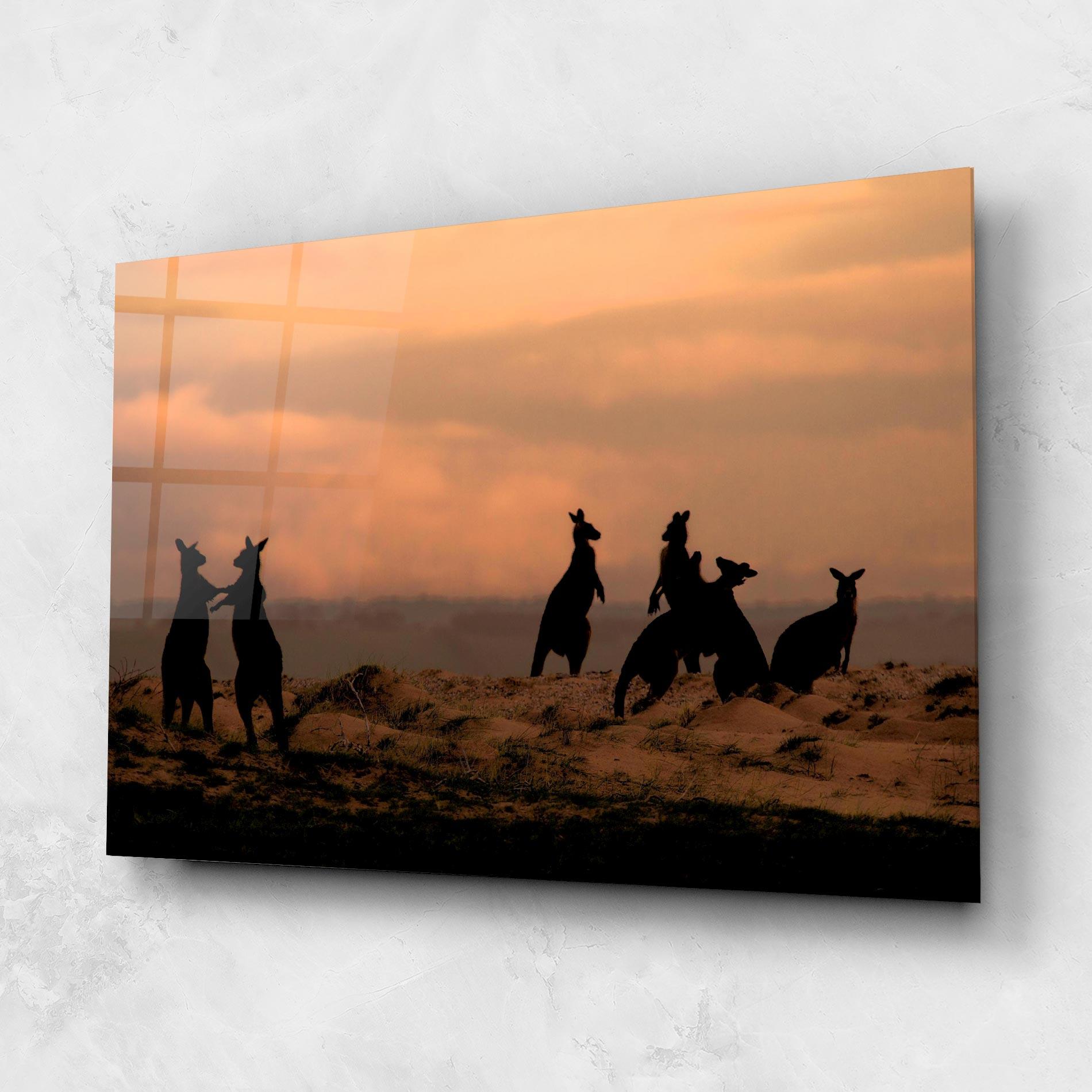 Tablou Sticla Kangaroos Playing mockup 1