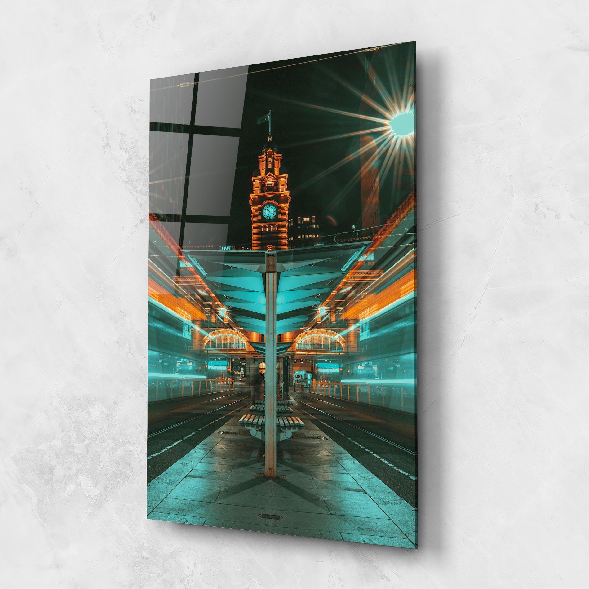Tablou Sticla Clock Tower Light mockup 1