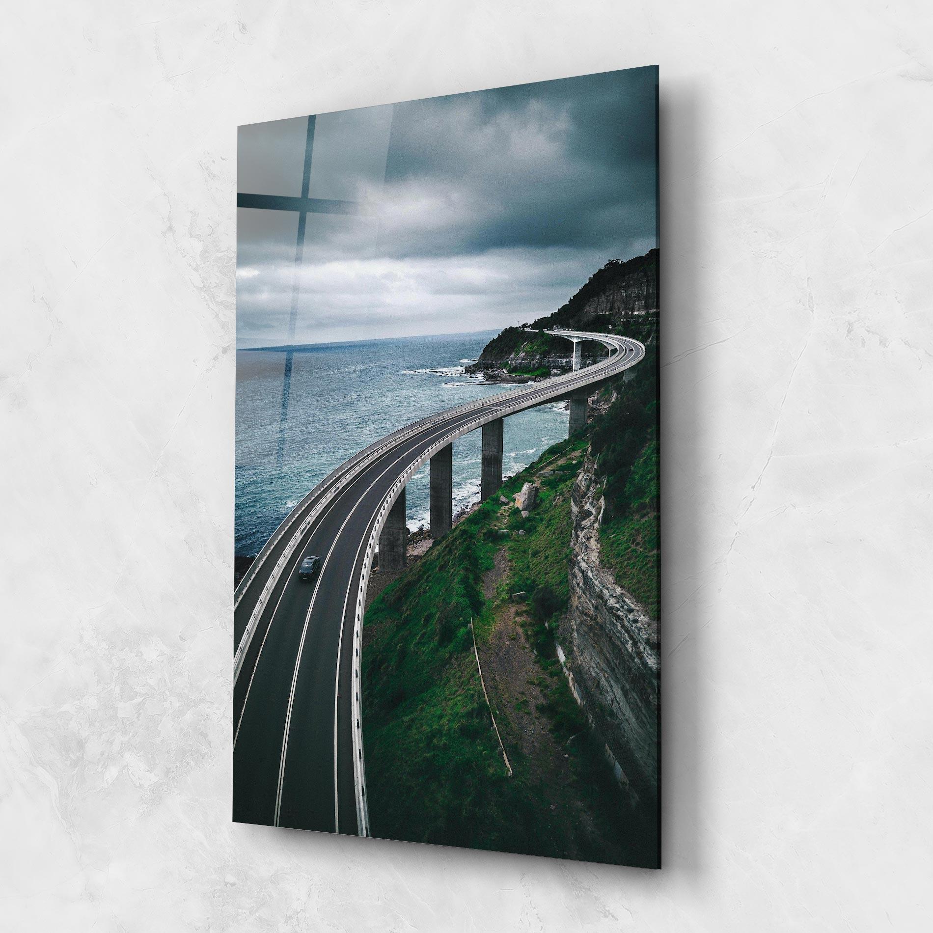 Tablou Sticla Road Cloudy Day mockup 1