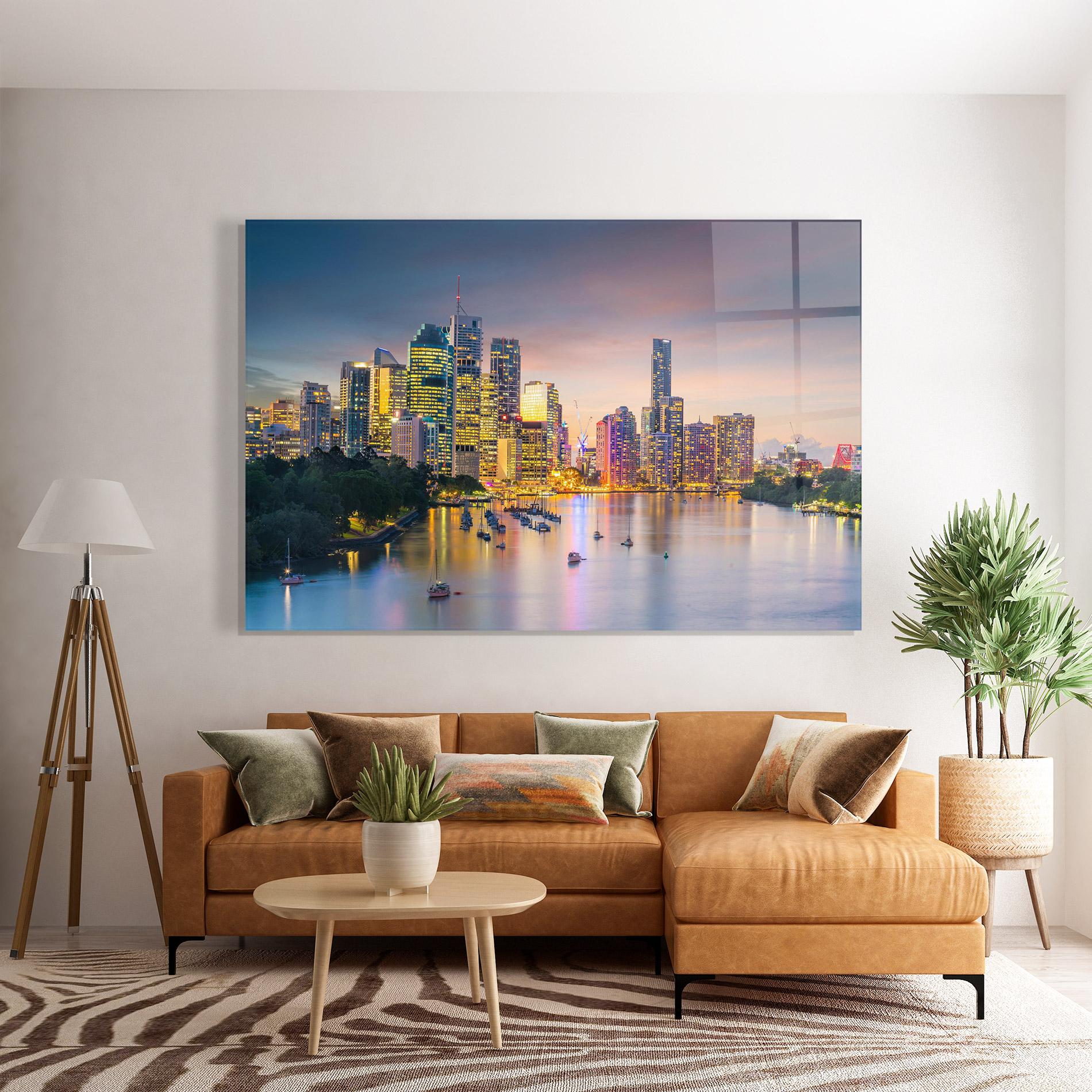 Tablou Sticla Brisbane City Skyline mockup 7