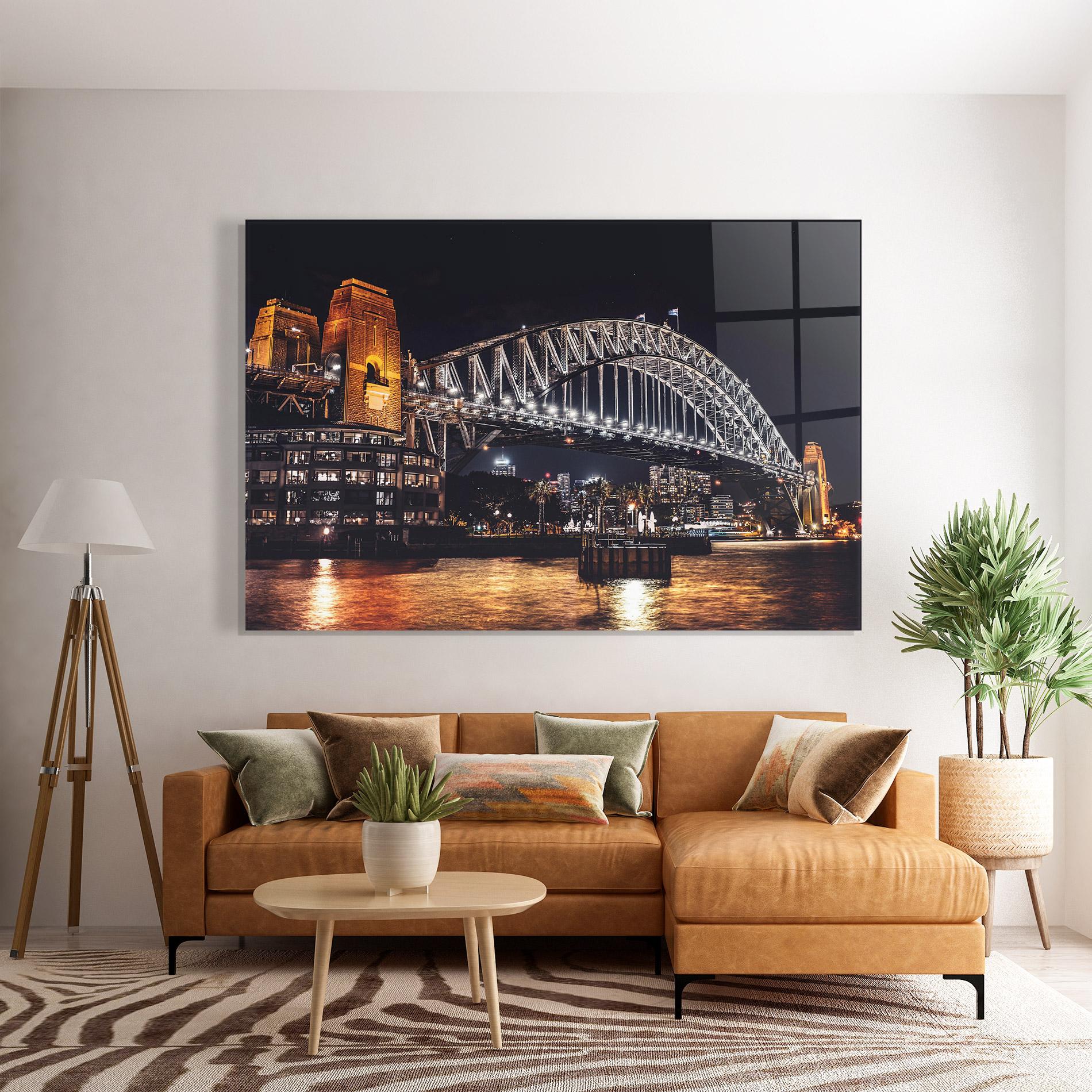 Tablou Sticla Sydney Night Bridge mockup 7