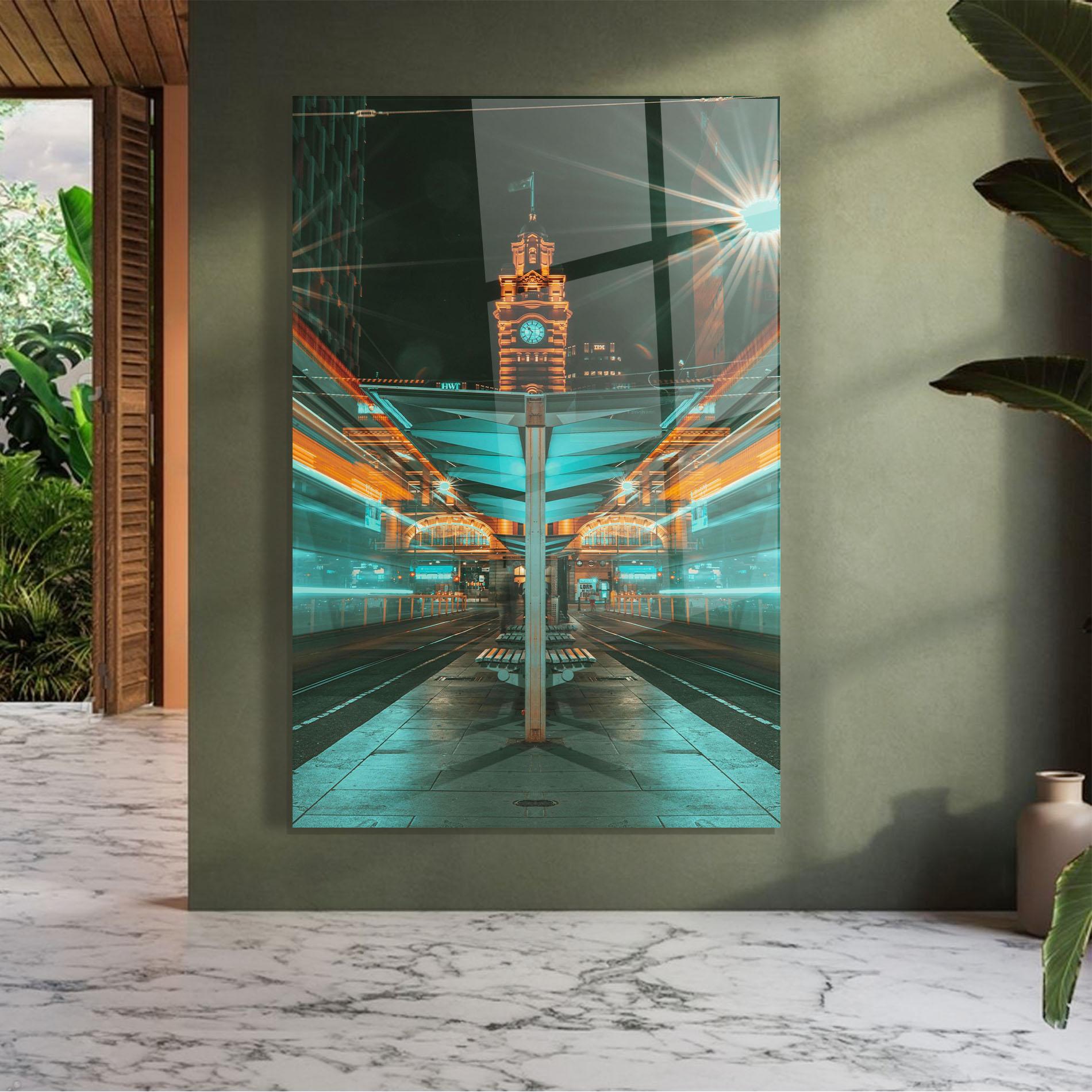 Tablou Sticla Clock Tower Light mockup 7