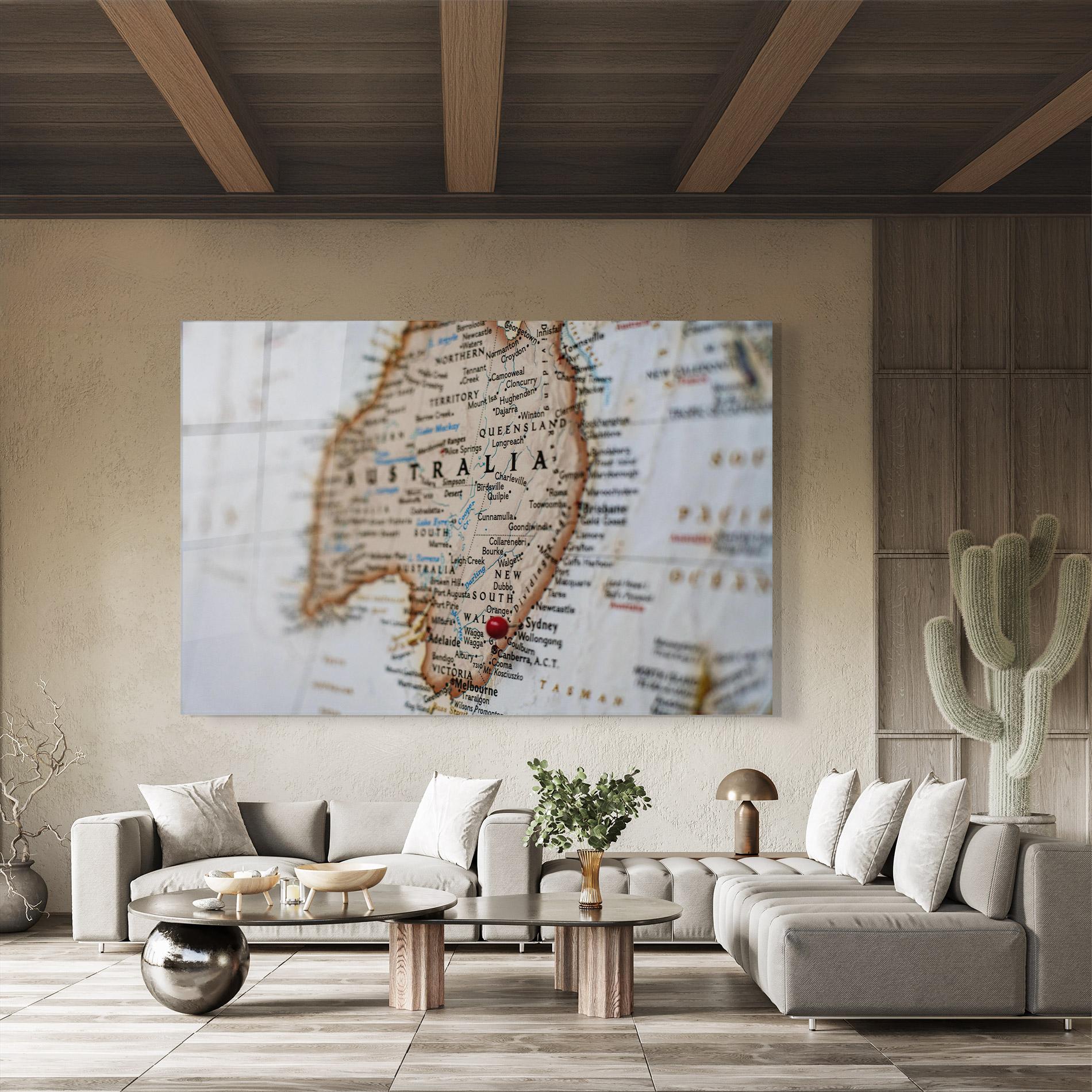 Tablou Sticla Australia Map mockup 8