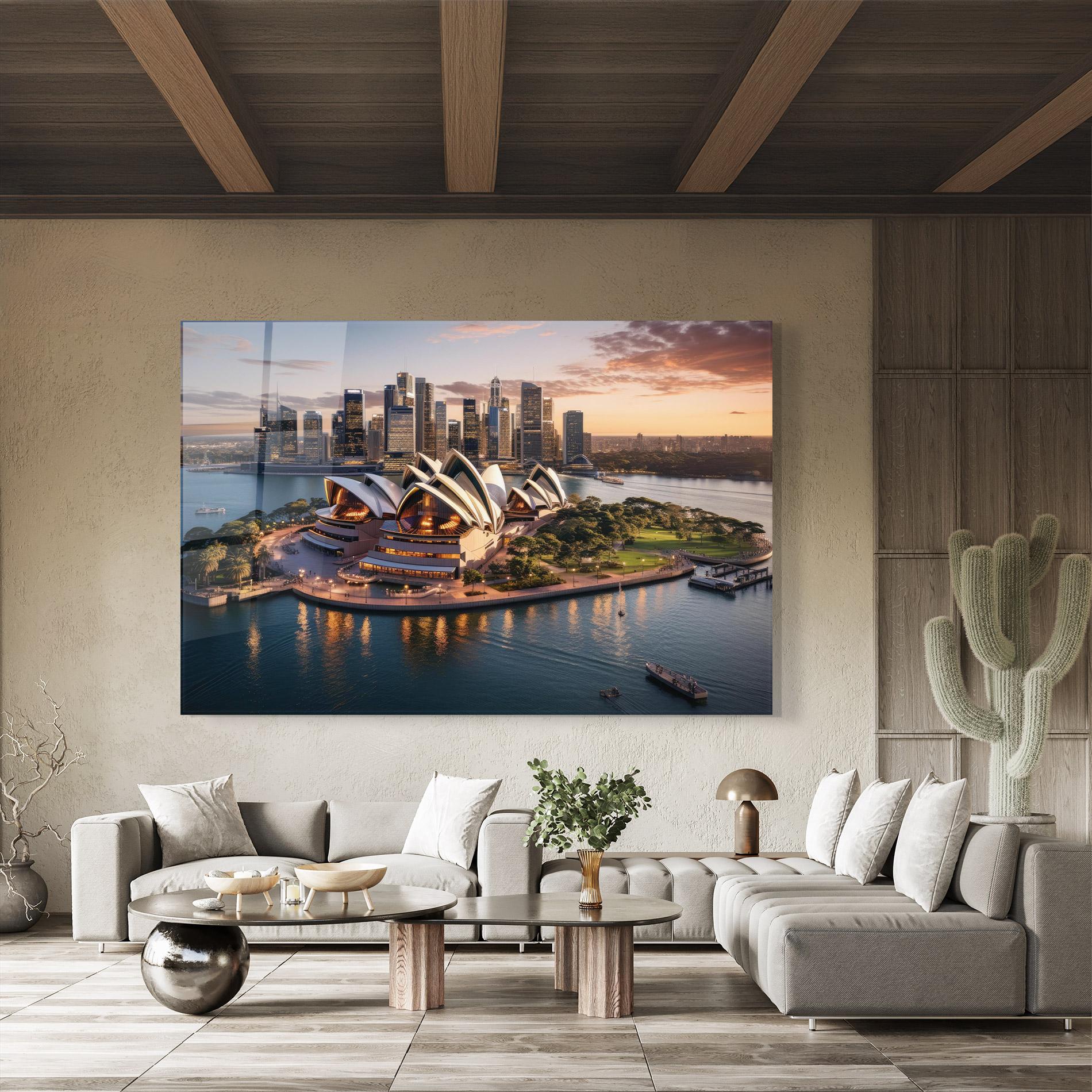 Tablou Sticla Sydney Australia Sunset mockup 8